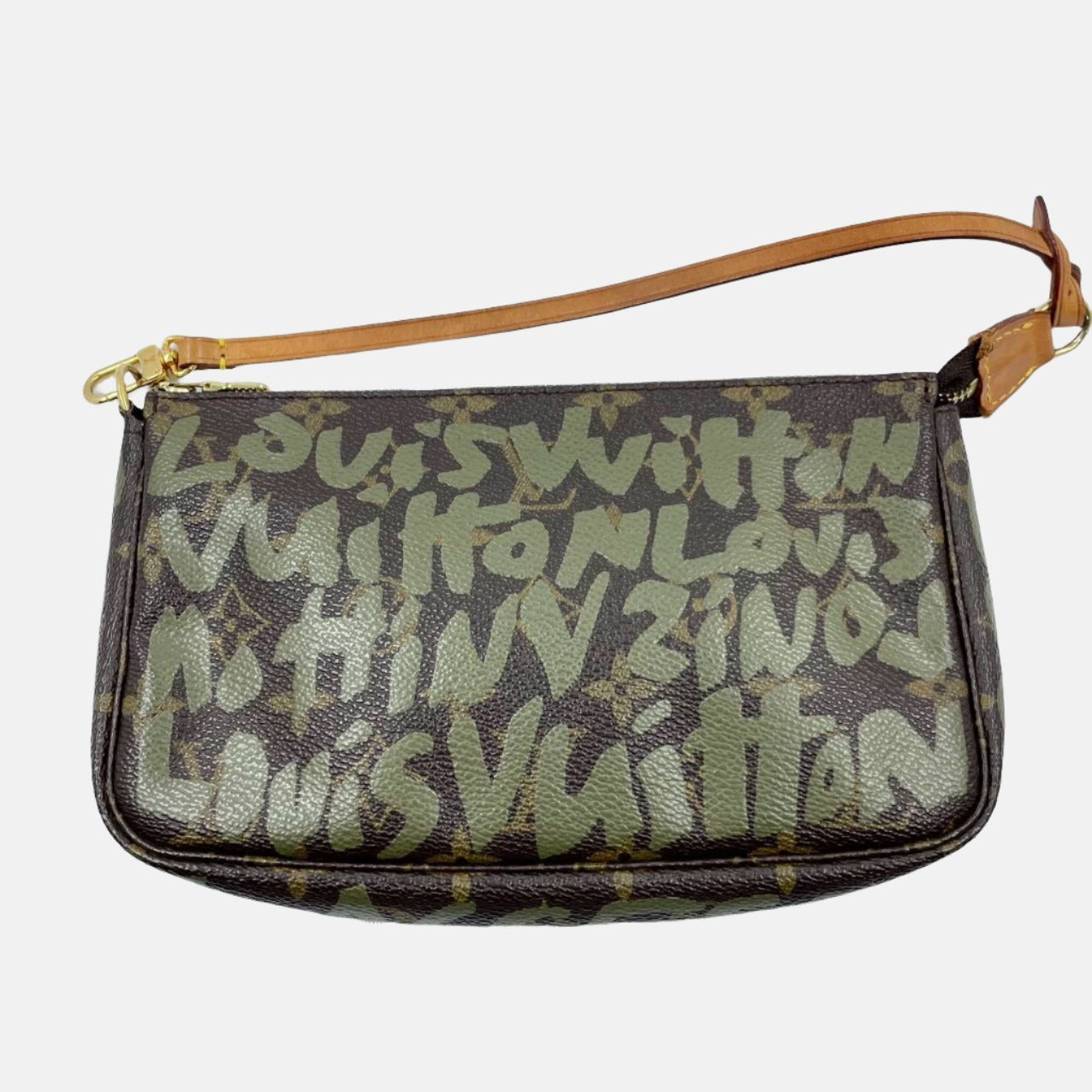 Louis Vuitton Pochette Accessoire Graffiti Monogram Green Clutch Bag