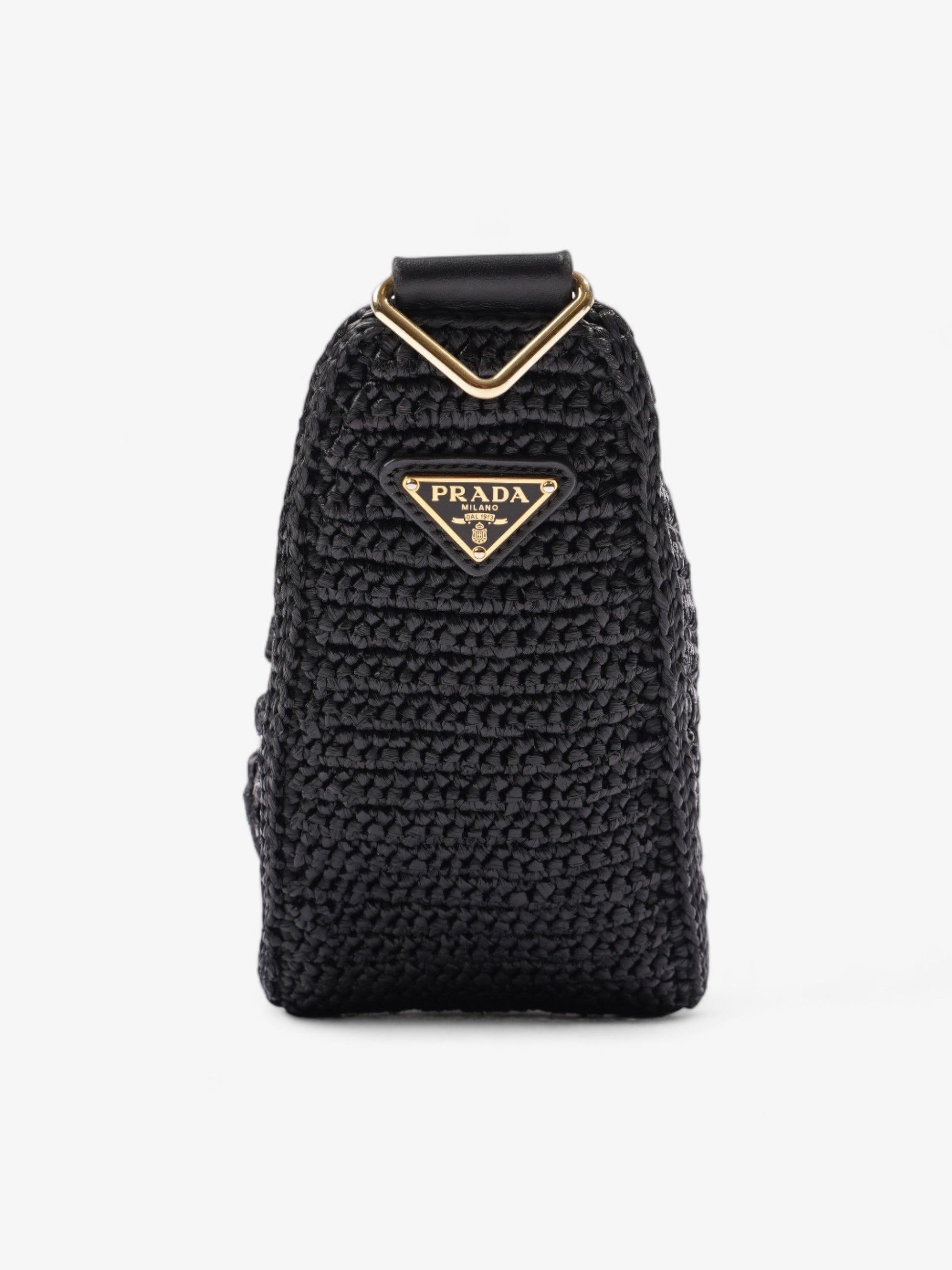 Prada Crochet Crossbody Bag Raffia Black
