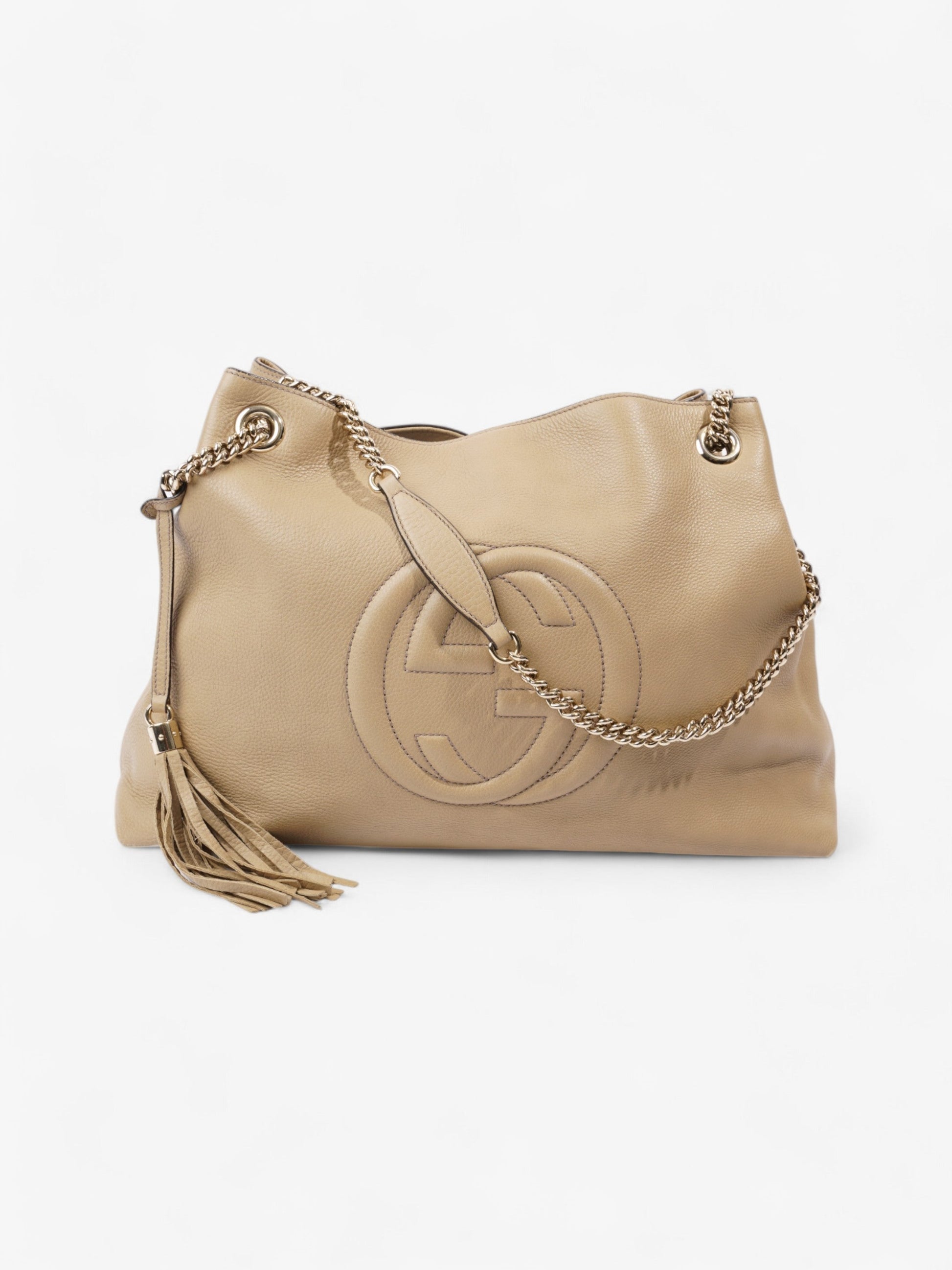 Gucci Soho Chain Tote Light Calfskin Leather Beige Shoulder Bag