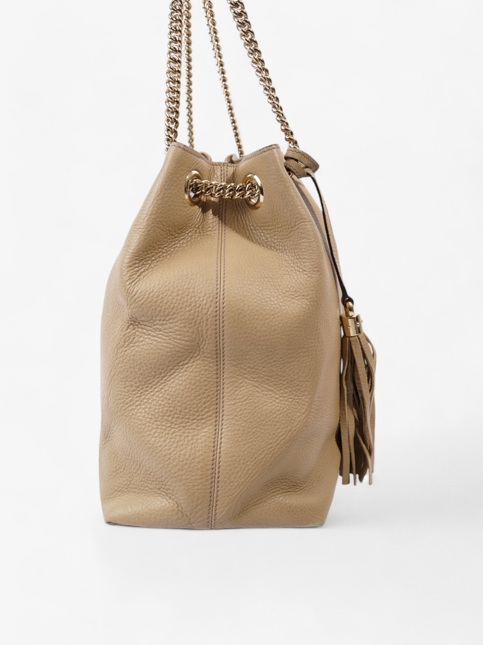 Gucci Soho Chain Tote Light Calfskin Leather Beige Shoulder Bag