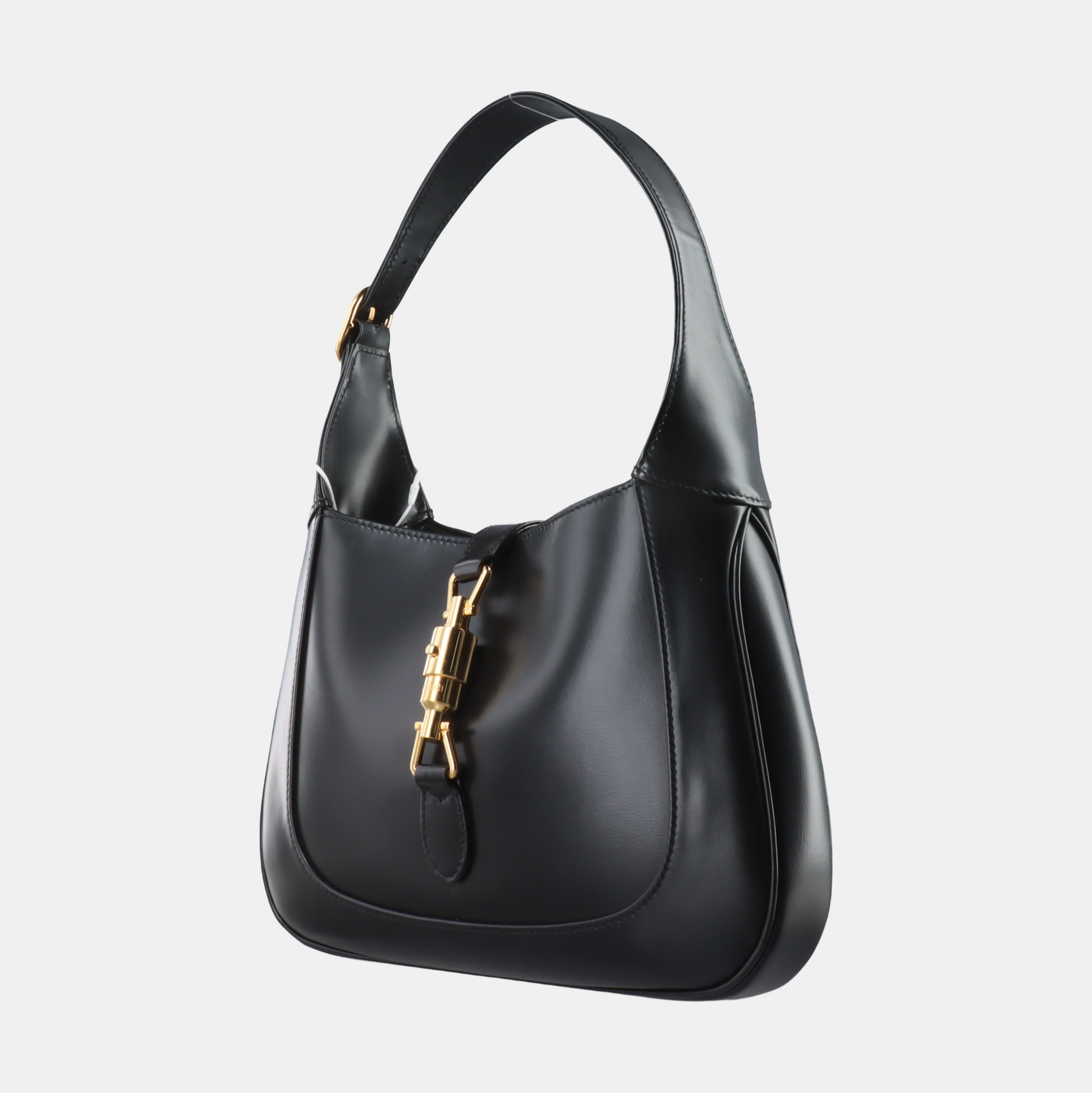 Gucci Jackie Piston Lock Leather Black Small Travel Bag