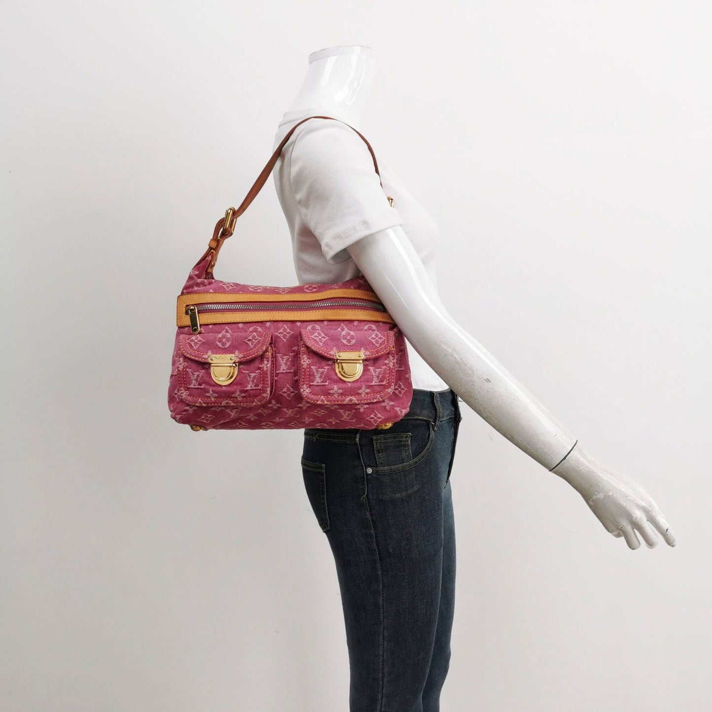 Louis Vuitton Denim Baggy PM Monogram Pink Shoulder Bag