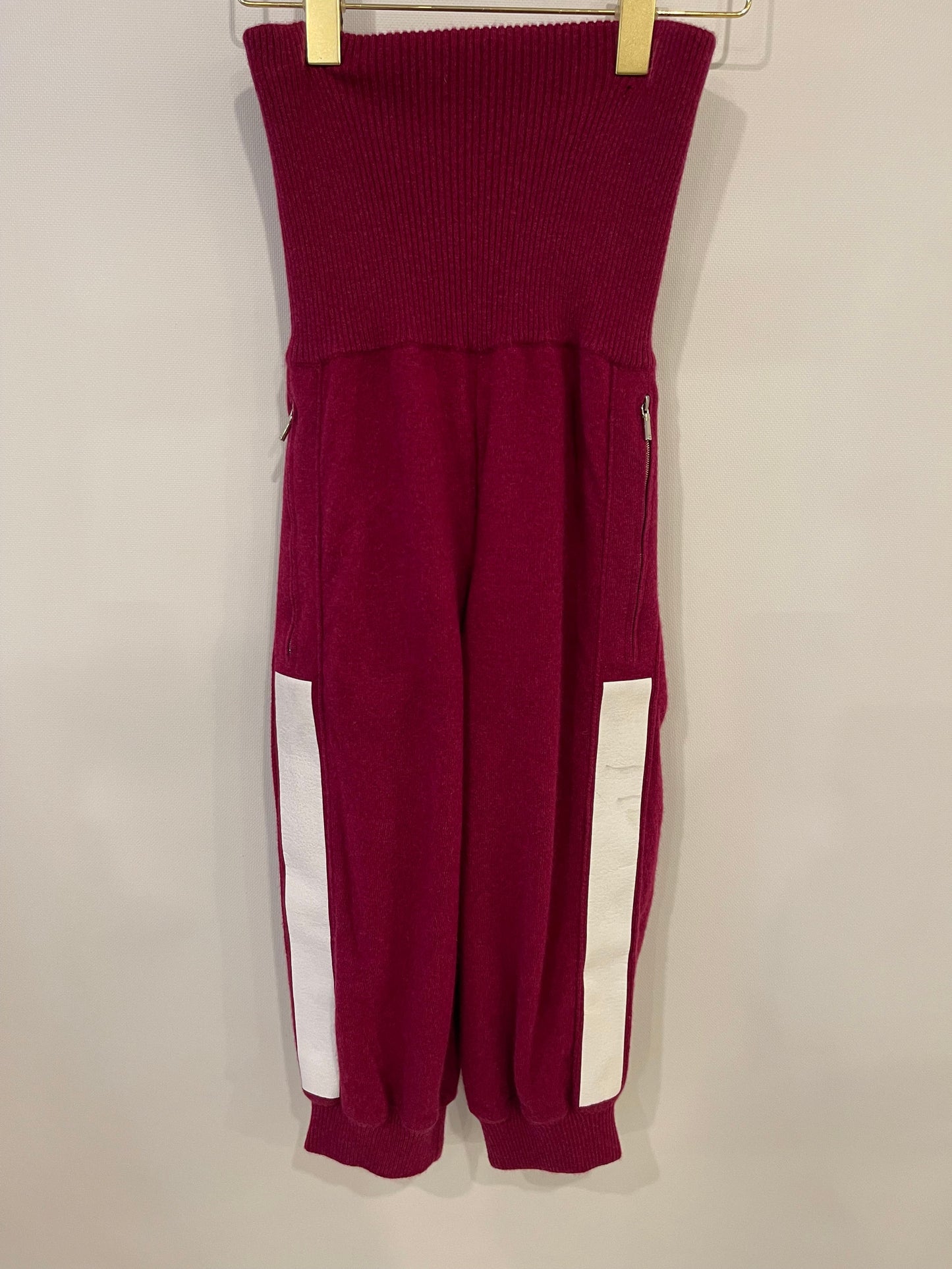 Chanel Raspberry Pink Capri Tro rs with White Stripes Detail Size FR 38 (UK 10)