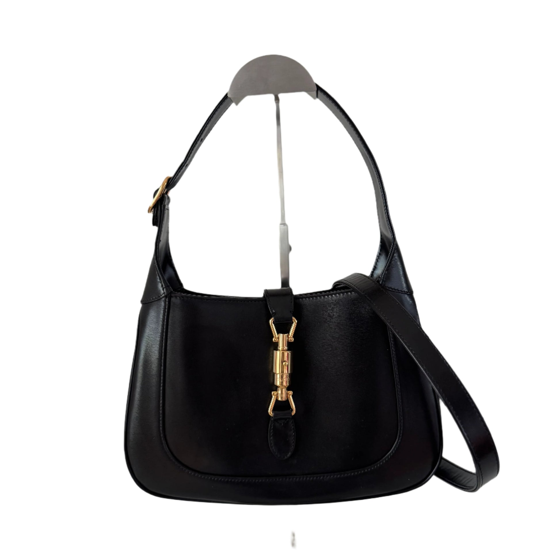 Gucci Jackie Long Strap Leather Black Small Travel Bag
