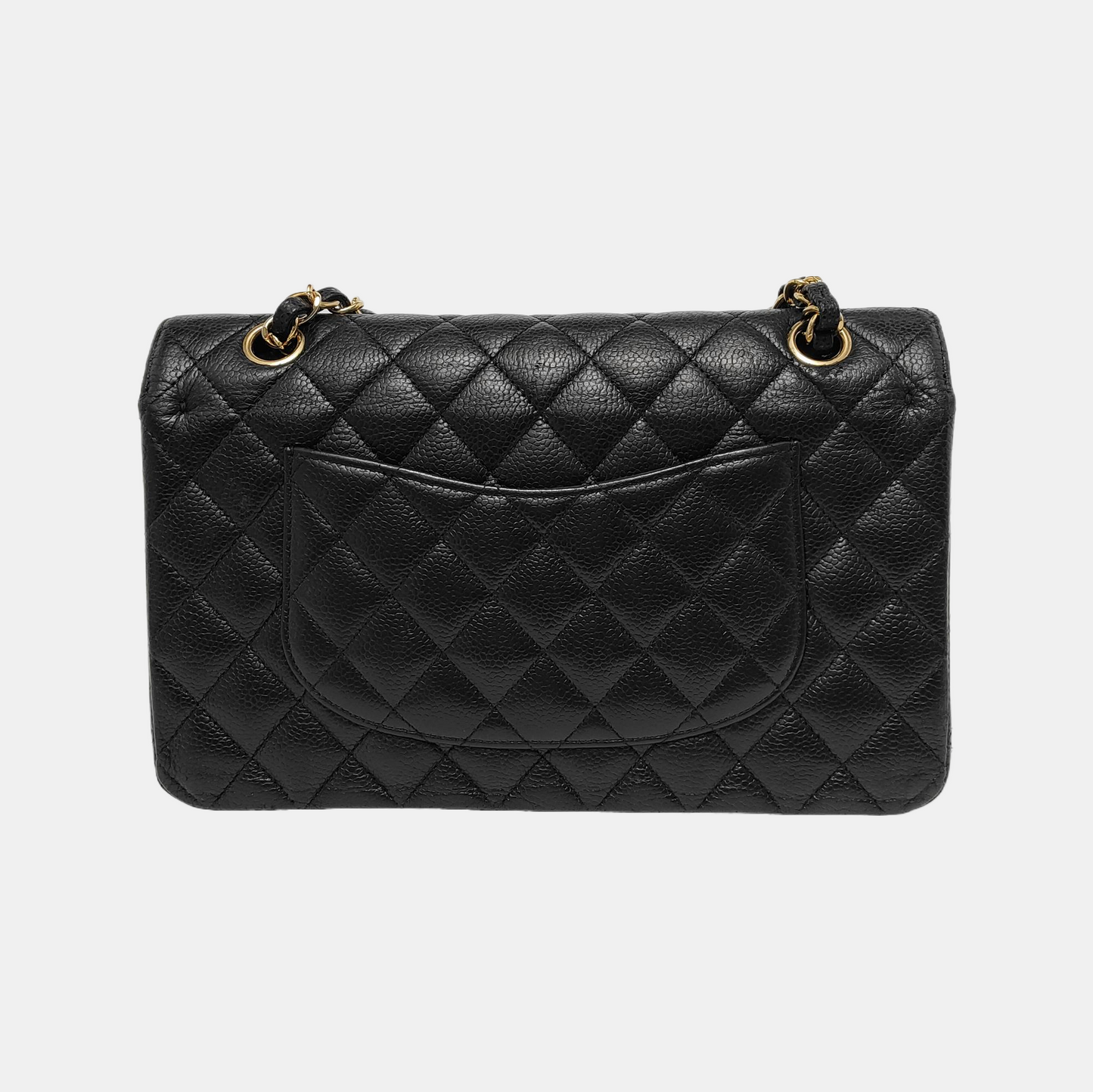Chanel Classic Flap Caviar -tone Hardware Black Gold Leather Handbag