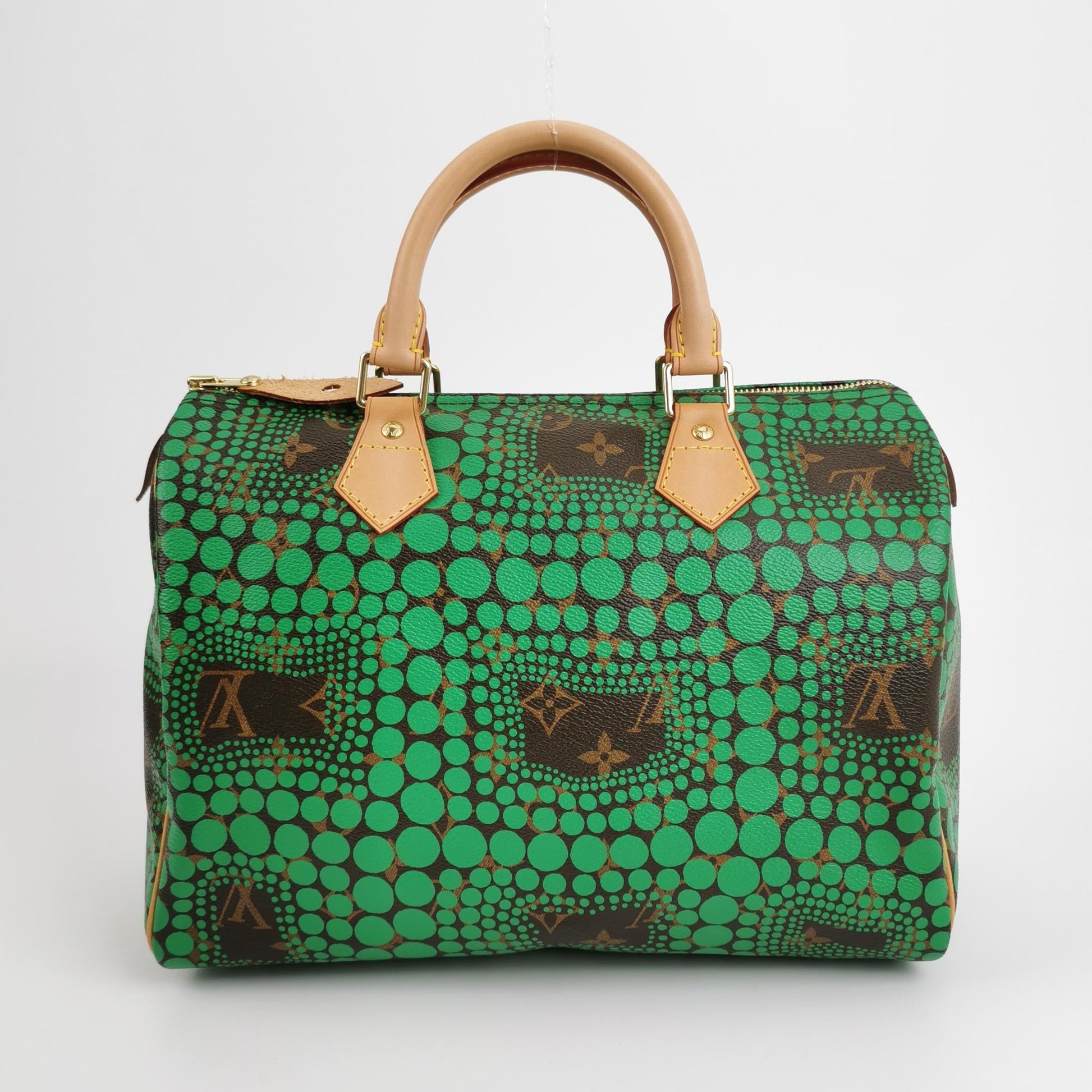Louis Vuitton Kusama Town Speedy 30 Green Top Handle Handbag