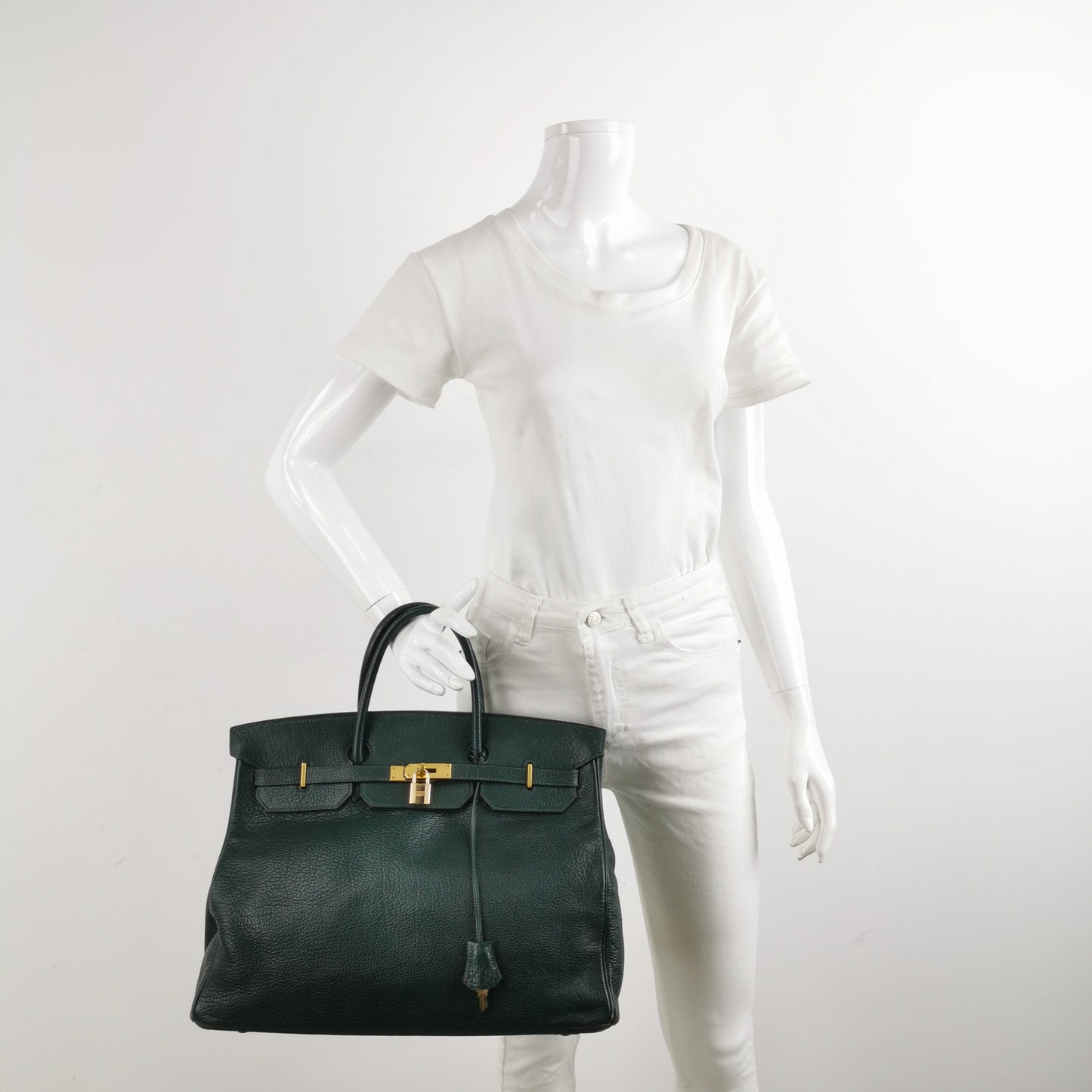 Hermes Birkin Barenia Faubourg Q Vert Amclais Dark Green Gold Travel Bag