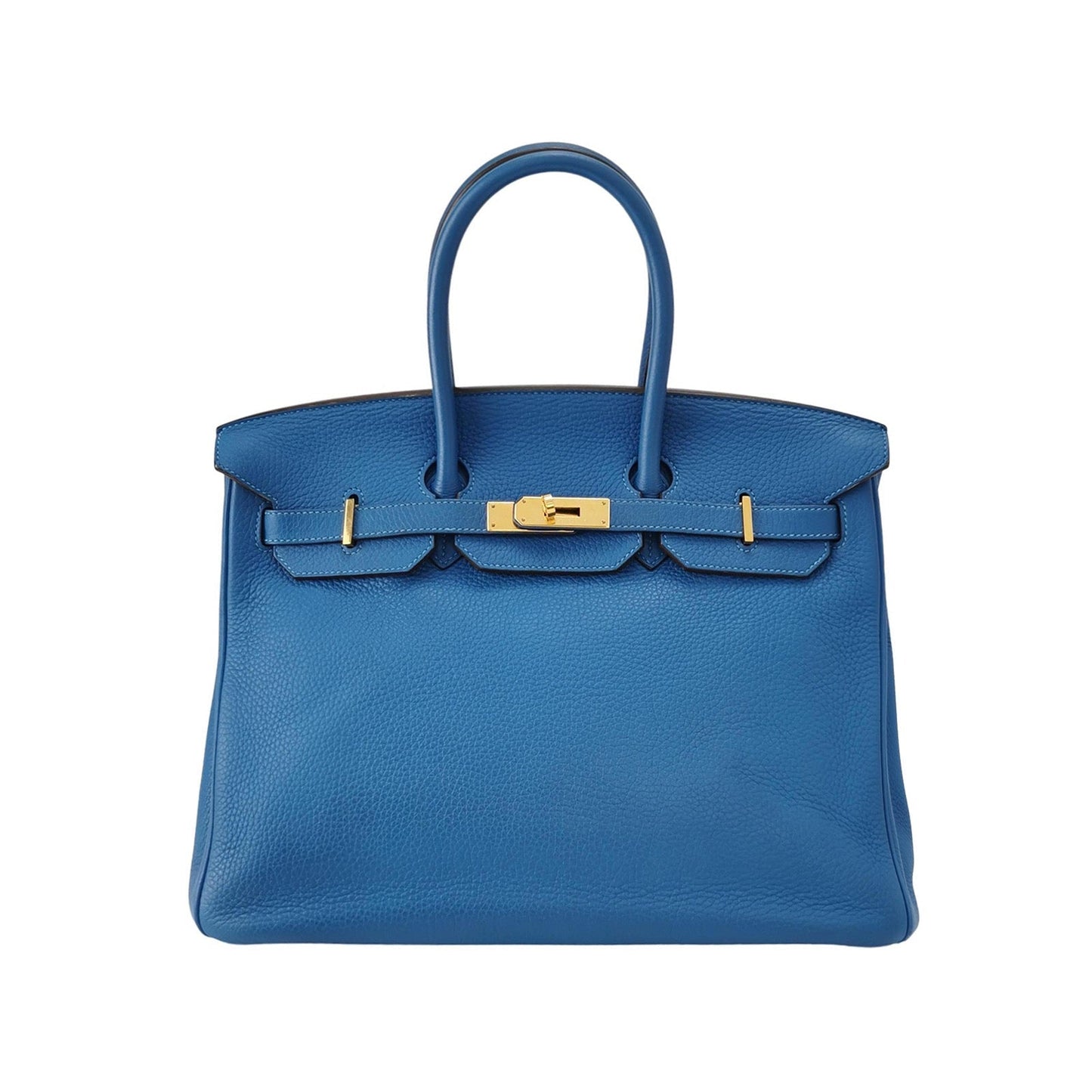 Hermes Birkin Q Mykonos Togo Calfskin Hardware Handbag Leather Blue Travel Bag
