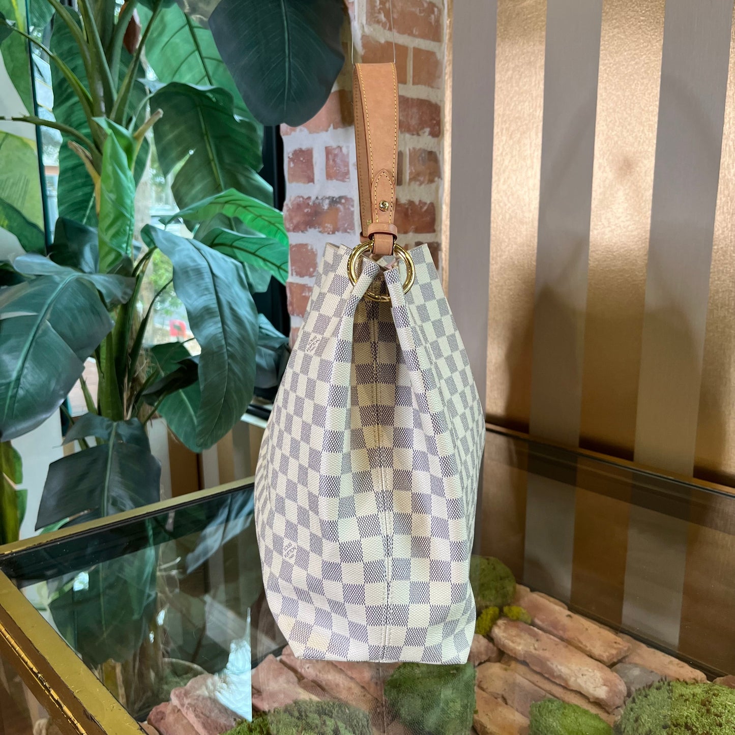LOUIS VUITTON Graceful MM Damier Azur Rose Ballerine Pink Shoulder Bag