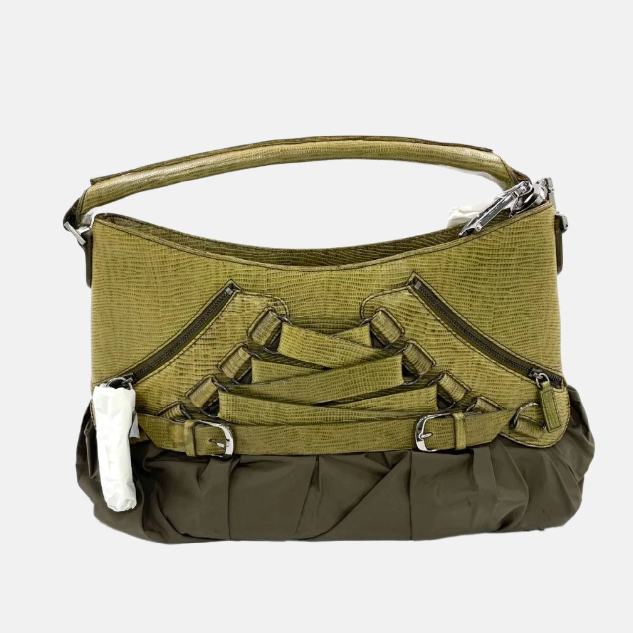 Dior Corset Dark Lizard Skin And Lace Up Leather Satin Travel Bag