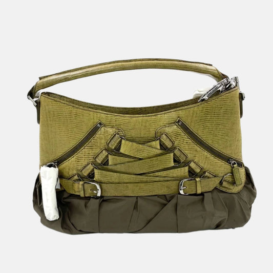 Dior Corset Dark Lizard Skin And Lace Up Leather Satin Travel Bag