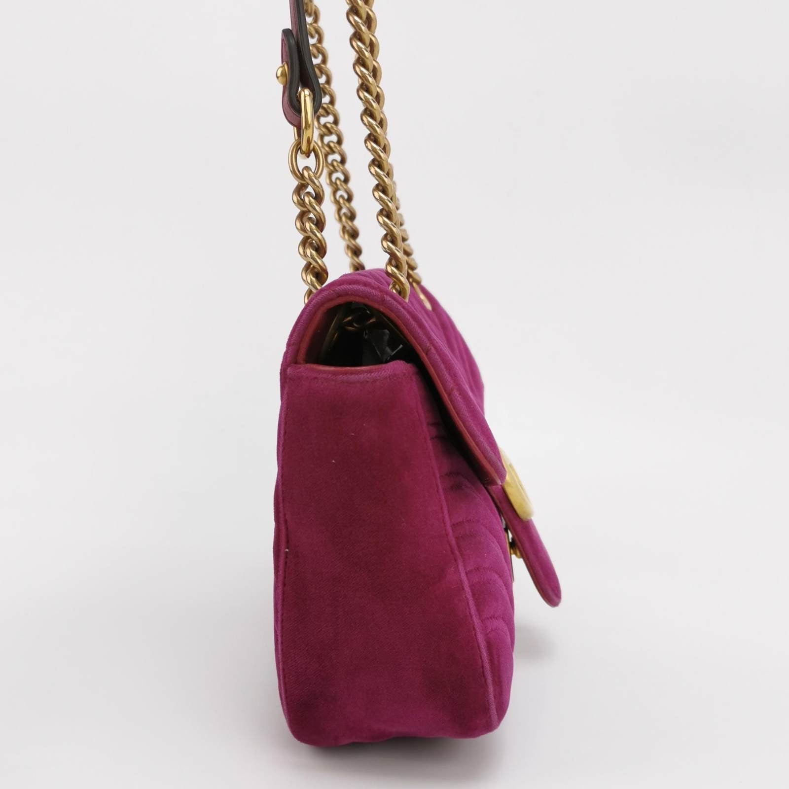 Gucci Marmont Velvet Pink Mini Flap Travel Bag Velvet Handbag