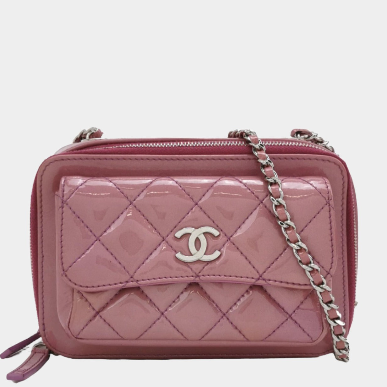 Chanel Pocket Box Camera - Lavendar Patent Pink Small Leather Crossbody Bag