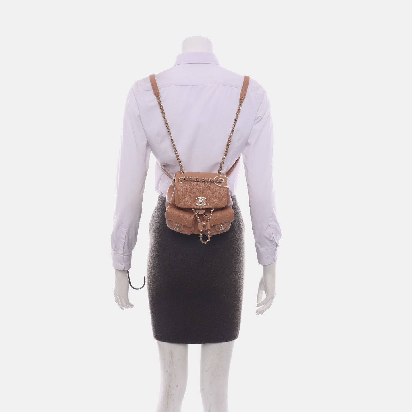 Chanel 23P Duma Backpack Caramel Tan Caviar Small Leather