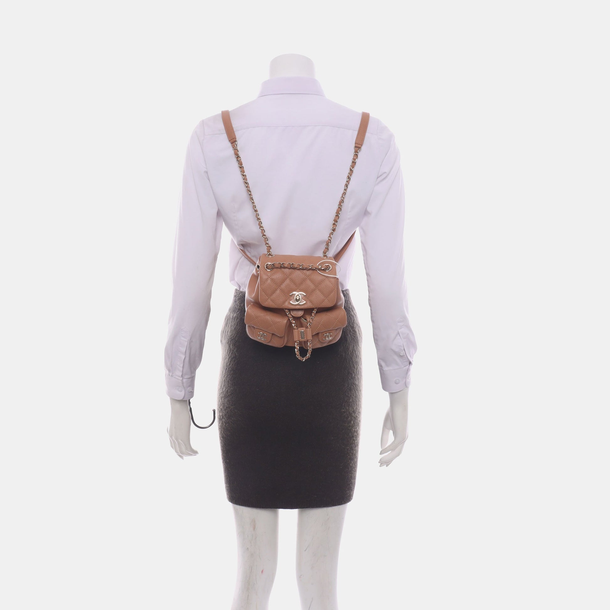 Chanel 23P Duma Backpack Caramel Tan Caviar Small Leather