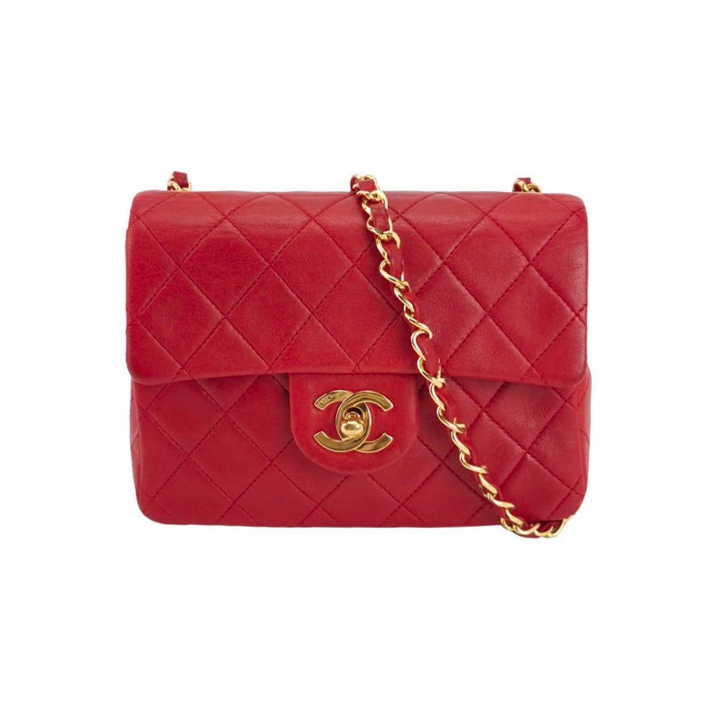 Chanel Classic Flap Square Lambskin 24k HW Red Gold Mini Bag