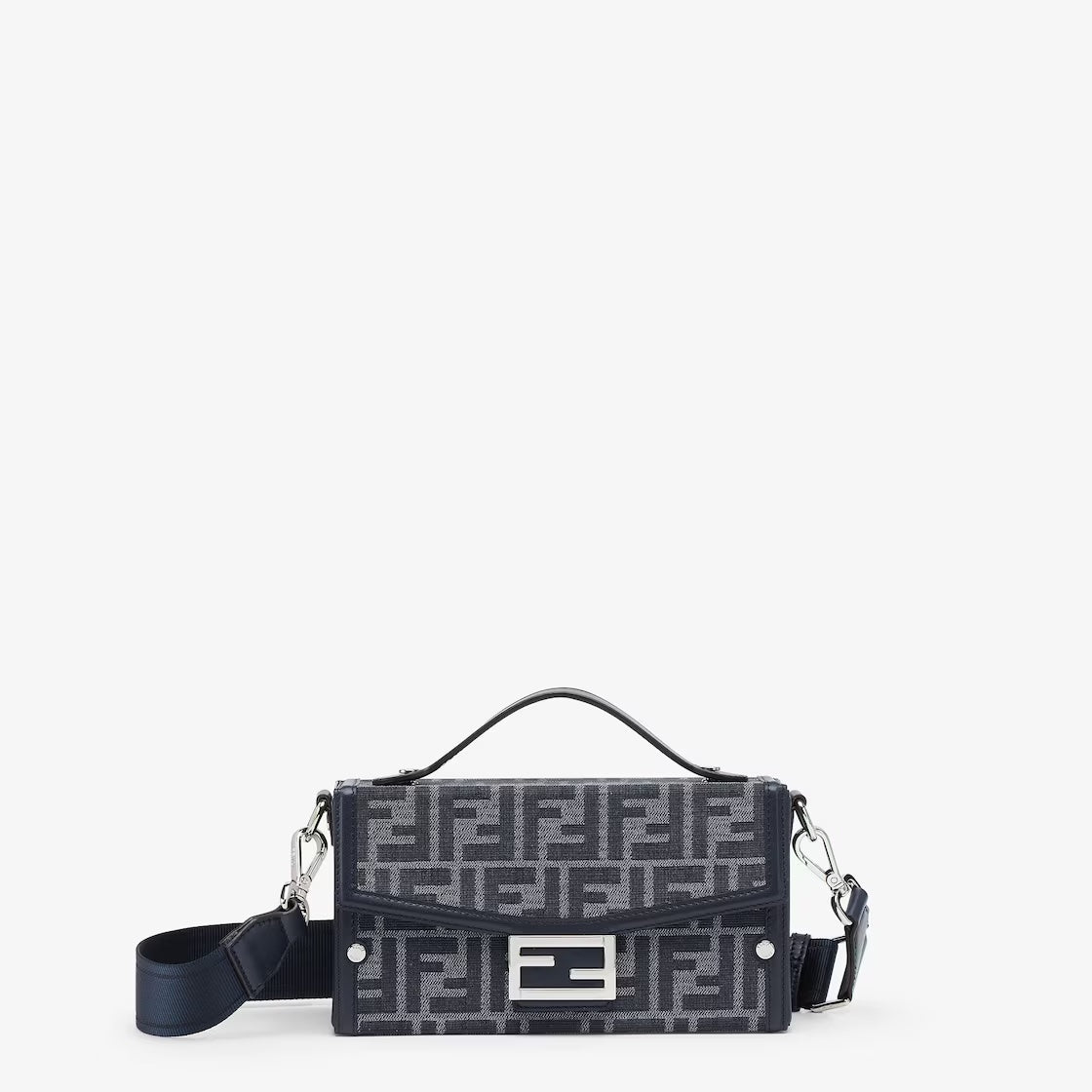 Fendi Ff And Soft Trunk Bag Leather Blue Travel Bag
