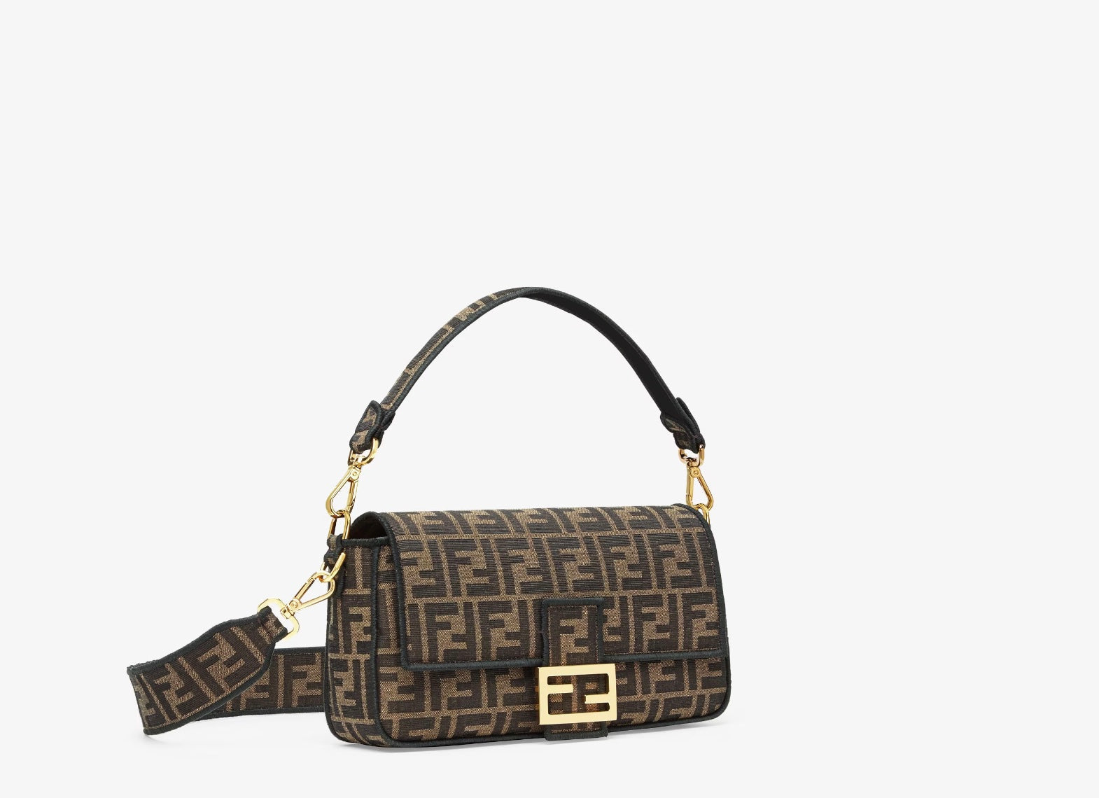 Fendi Ff Jacuard Bagutte Bag Tobacco Medium Travel Bag