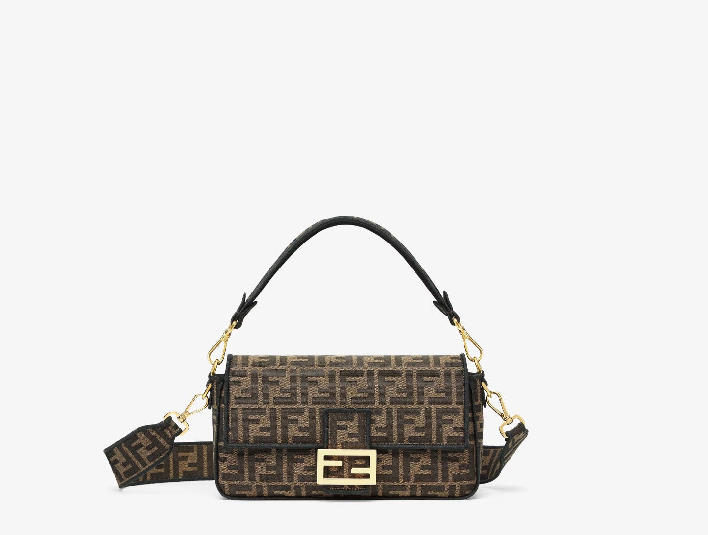 Fendi Ff Jacuard Bagutte Bag Tobacco Medium Travel Bag