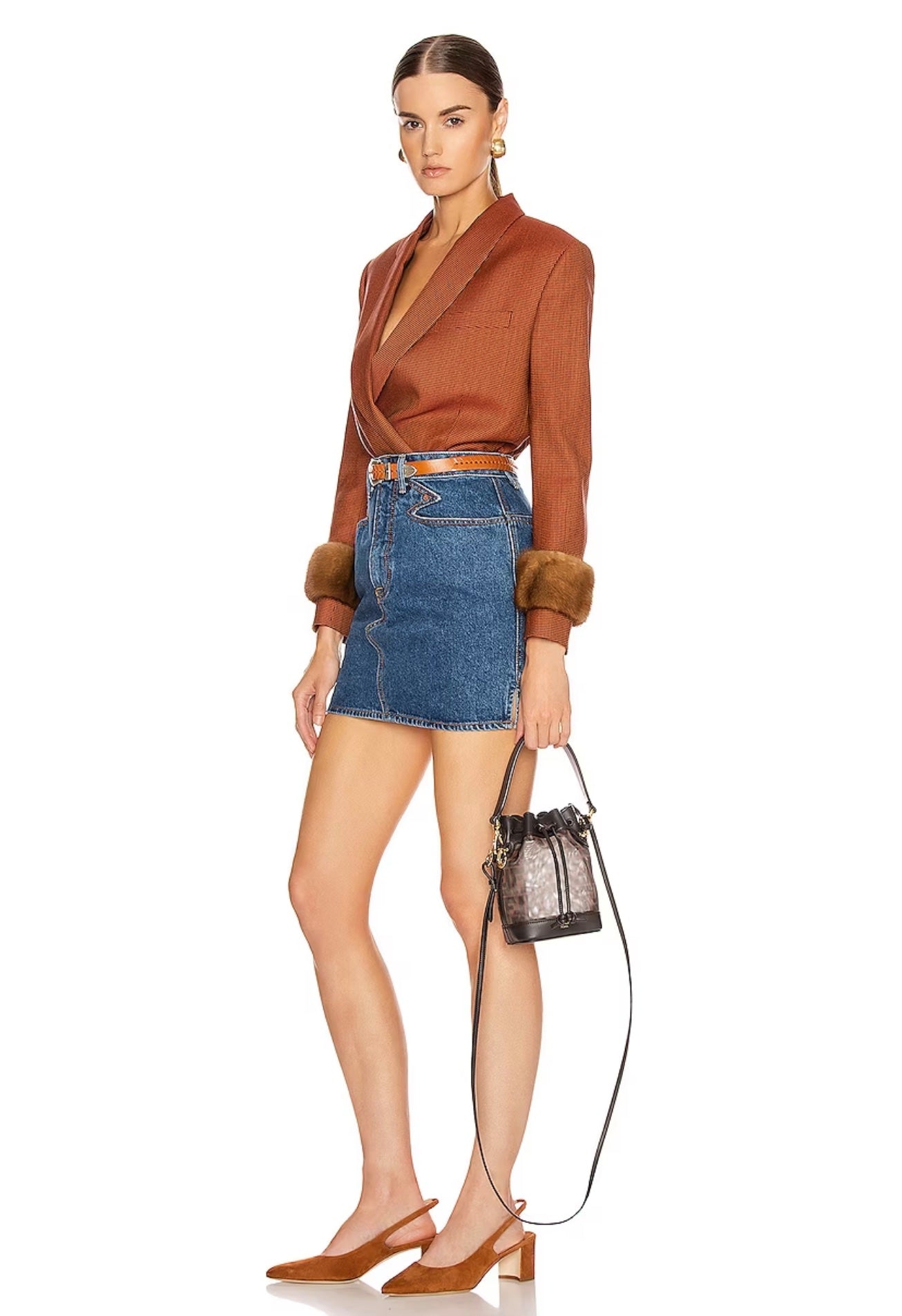 Fendi Ff Grace Mon Tresor Bag Vitello Mini Bucket Bucket Bag
