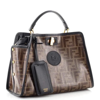 Fendi Ff Glazed Satchel Leather Canvas Mini Satchel Bag