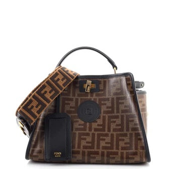 Fendi Ff Glazed Satchel Leather Canvas Mini Satchel Bag