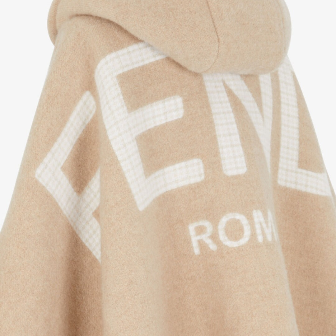 Fendi Roma Wool Poncho Handbag Beige Travel Bag