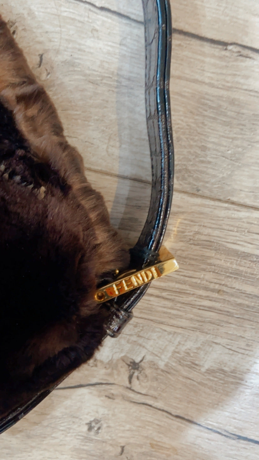 Fendi Rabbit Fur Handbag Travel Bag