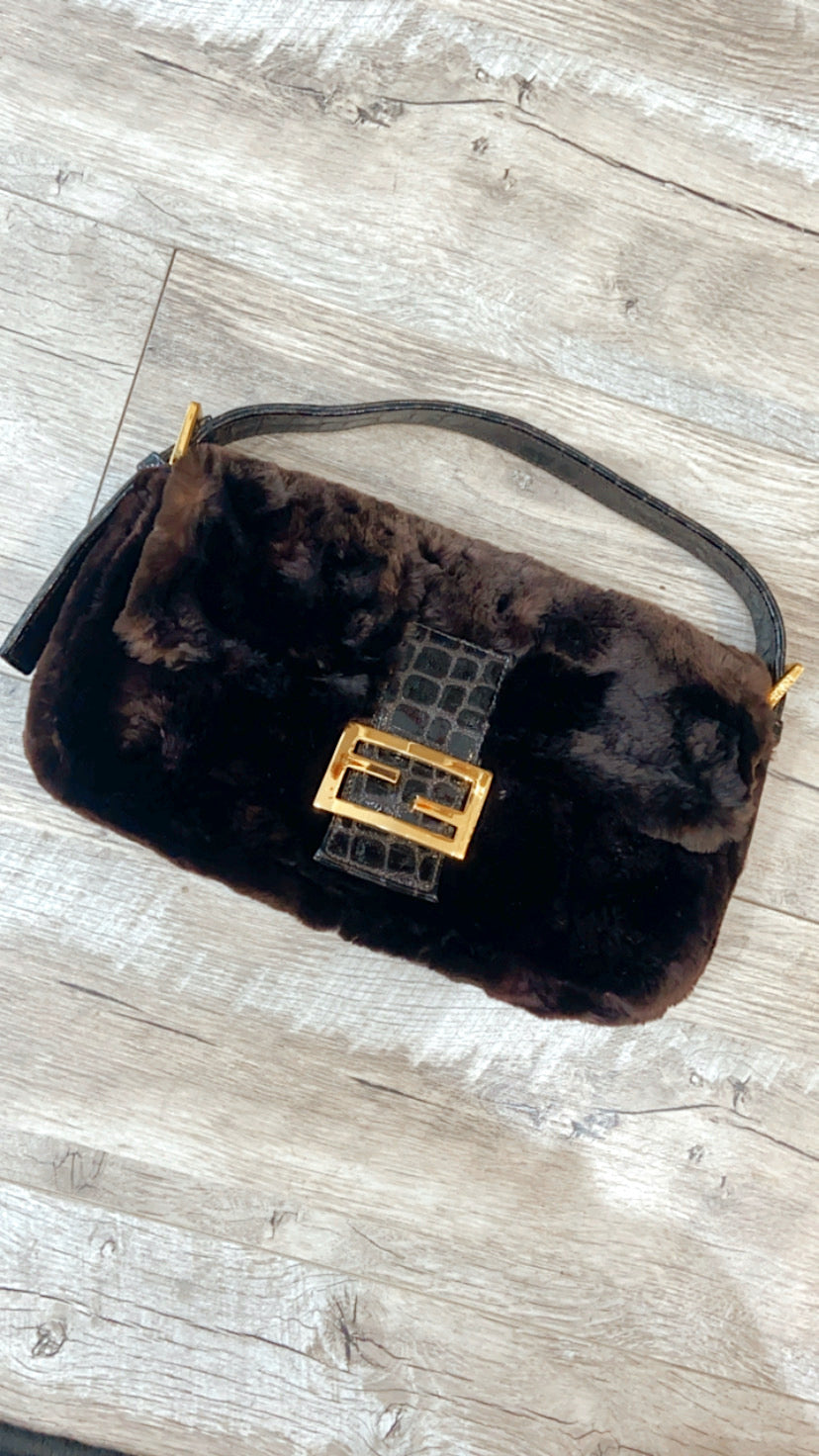 Fendi Rabbit Fur Handbag Travel Bag