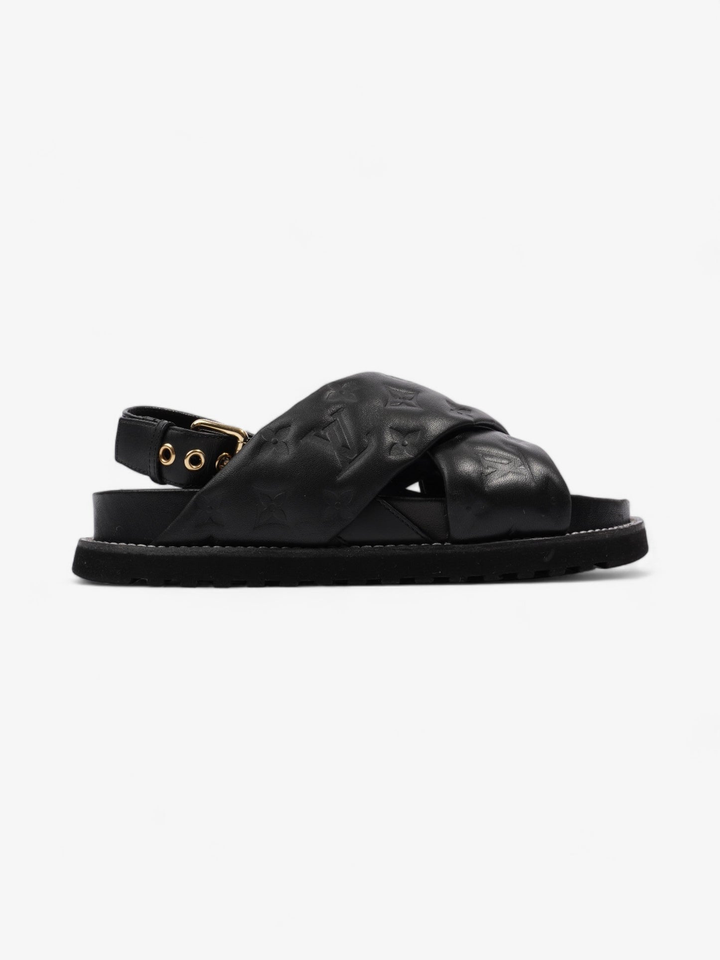 Louis Vuitton Paseo Flat Sandal EU 39 Leather Lambskin Black Shoes