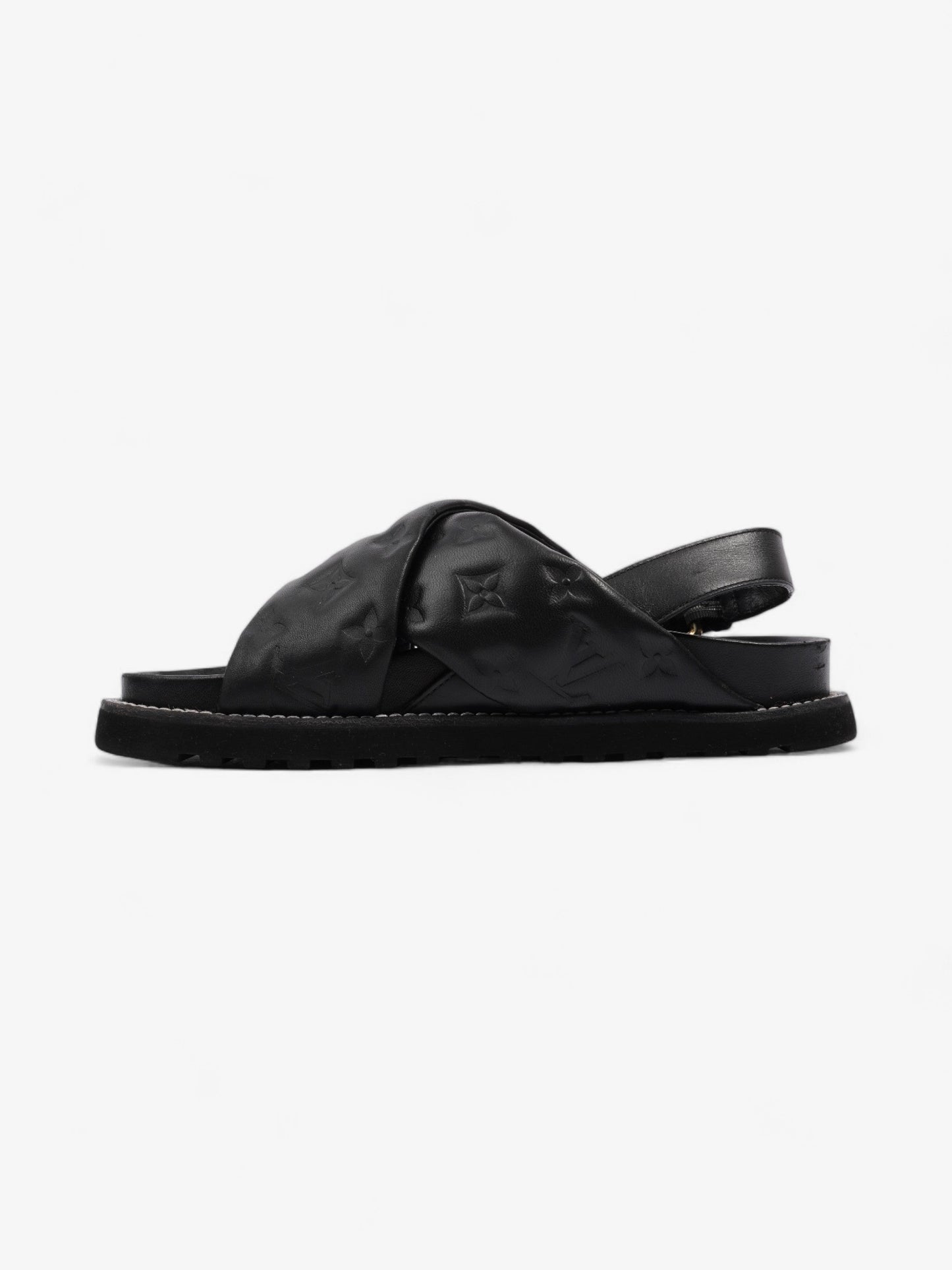 Louis Vuitton Paseo Flat Sandal EU 39 Leather Lambskin Black Shoes