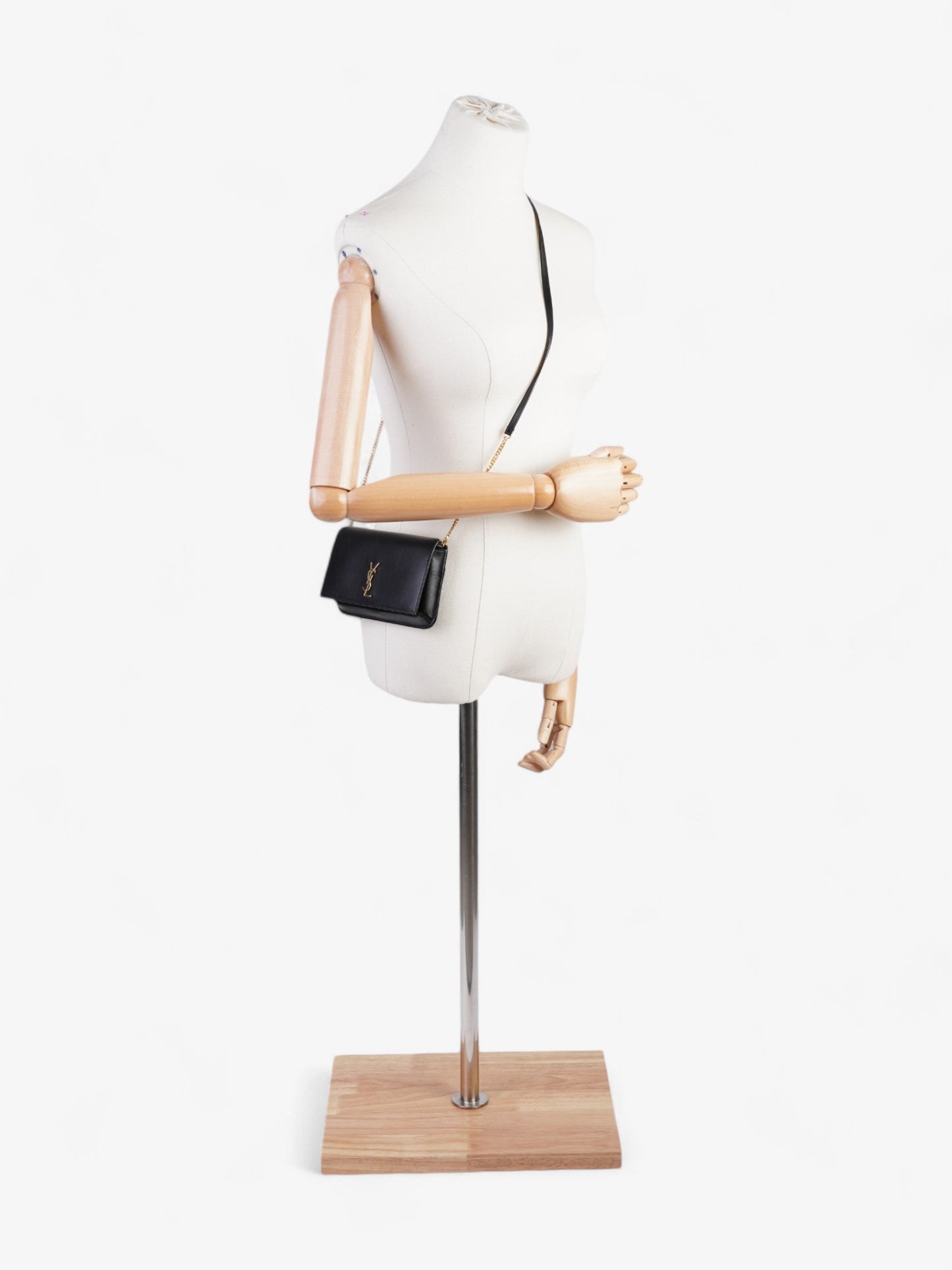 YSL Saint Laurent Cassandre Phone Pouch Crossbody Bag Leather Black