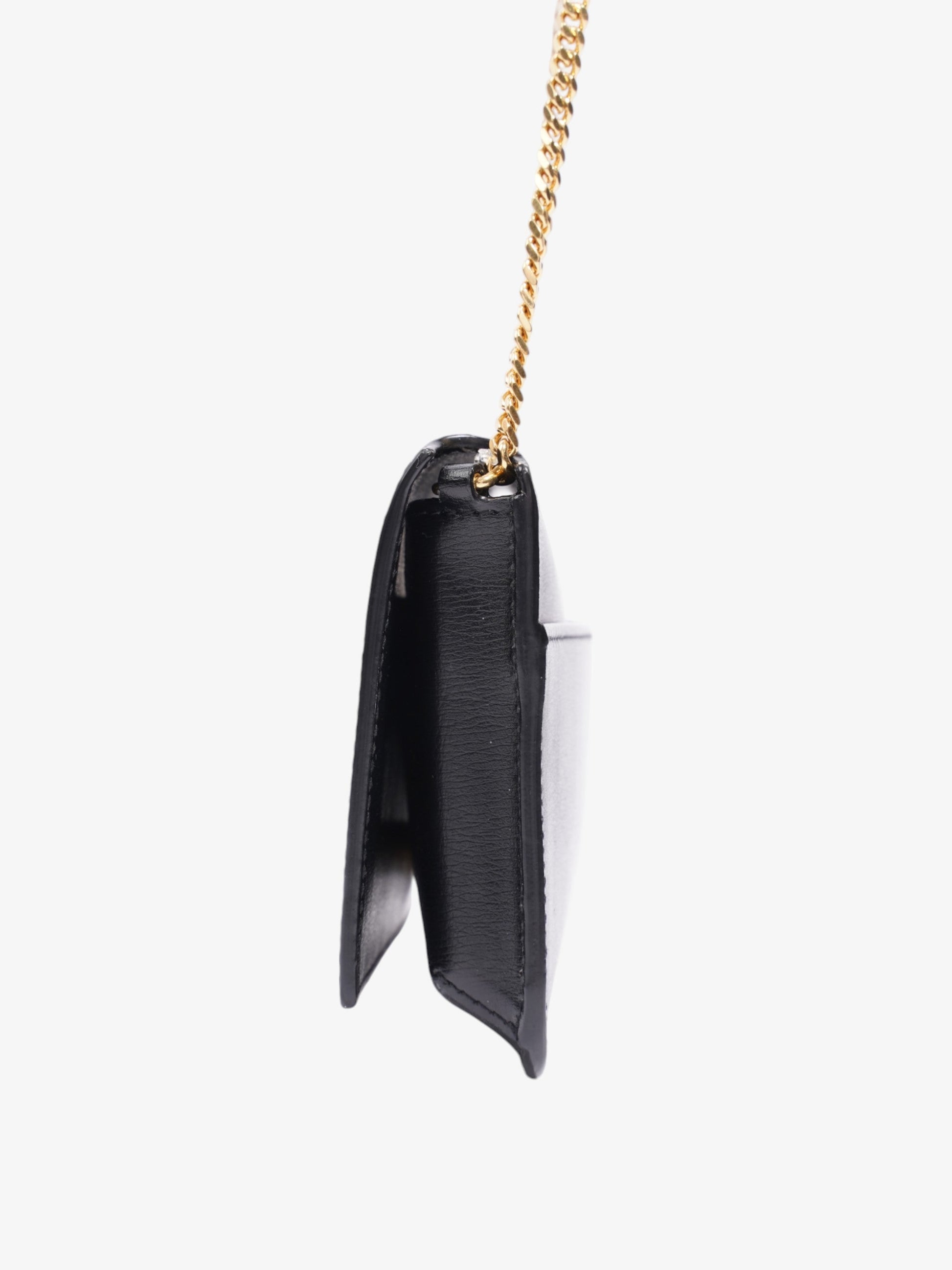 YSL Saint Laurent Cassandre Phone Pouch Crossbody Bag Leather Black