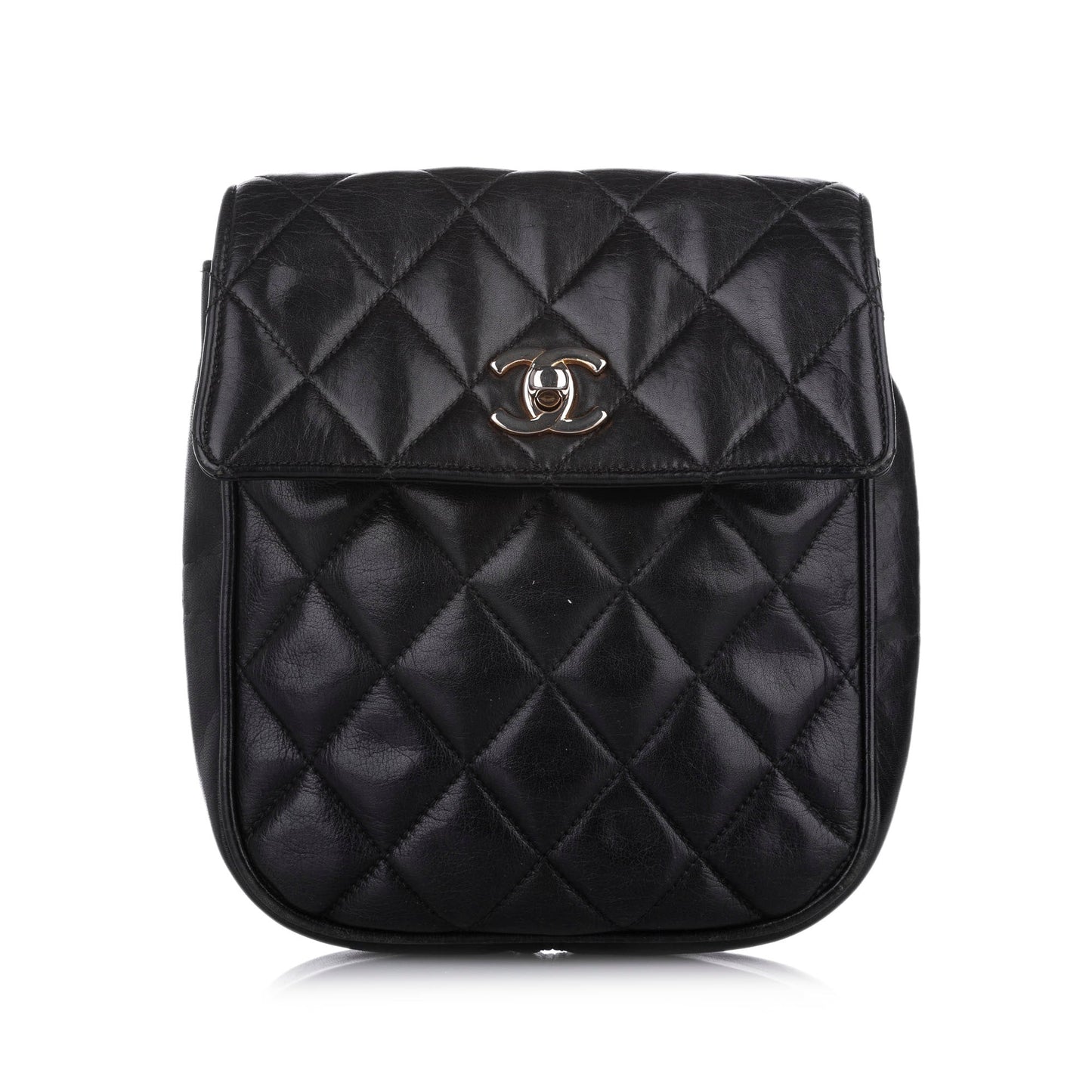 Chanel CC Lambskin Crossbody Bag Leather Matelasse