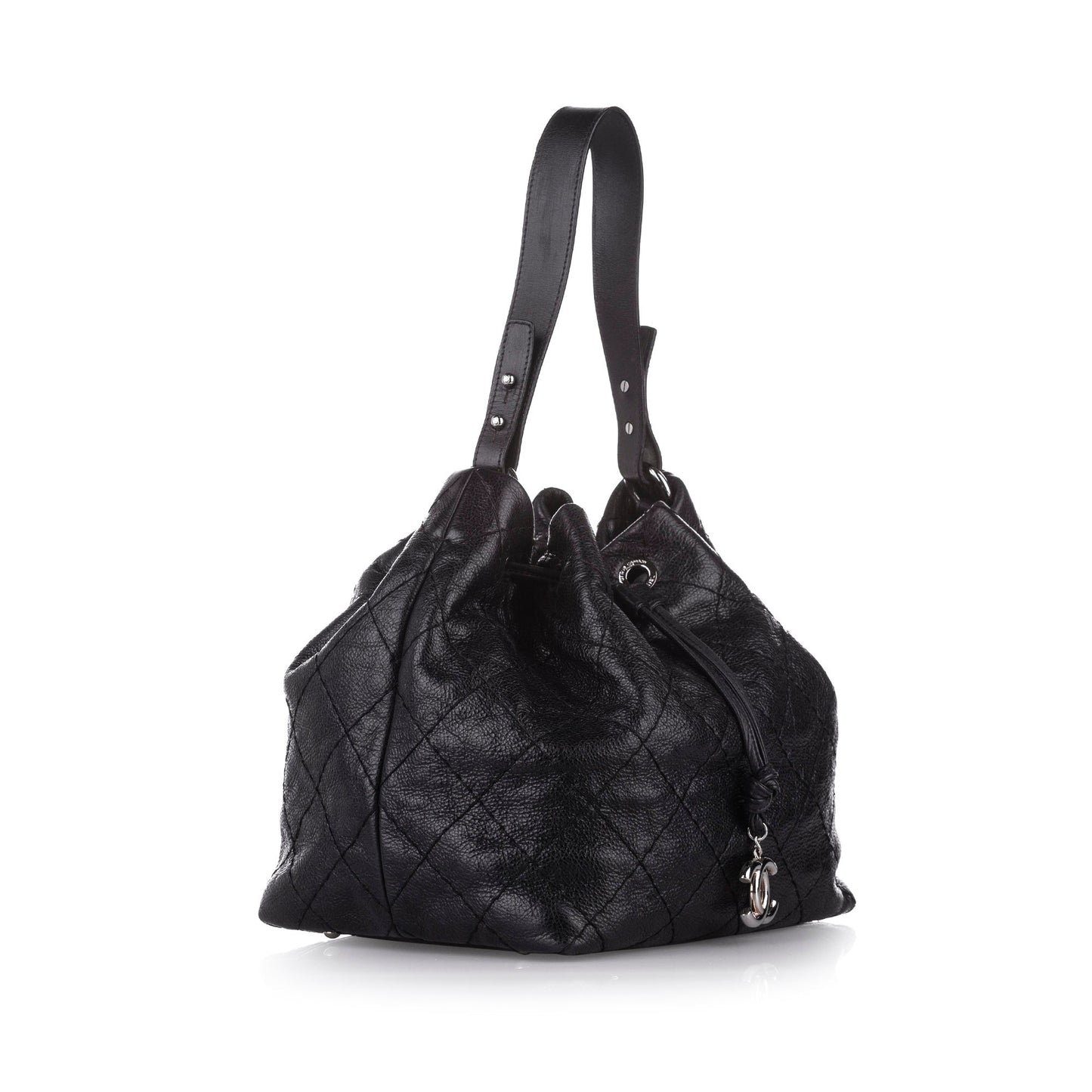 Chanel CC Bucket Handbag Leather Matelasse Bucket Bag