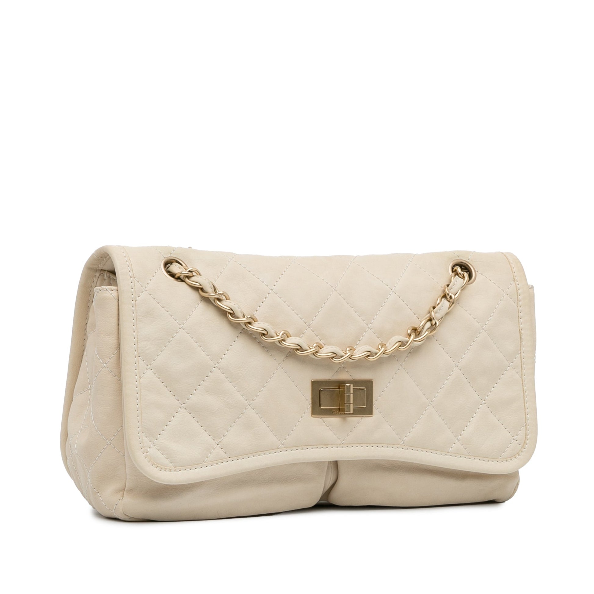 White Chanel Natural Beauty Split Pocket Shoulder Bag