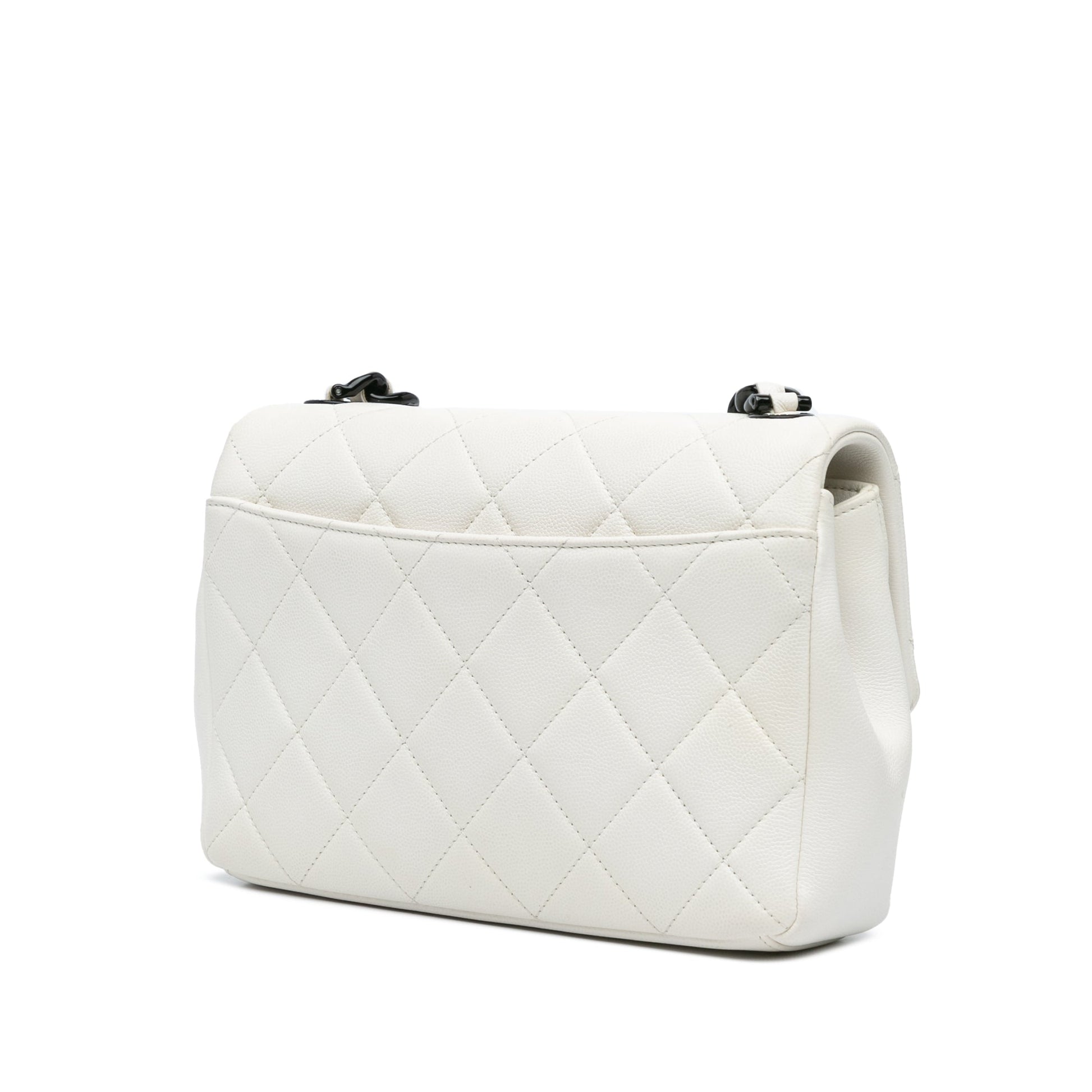 White Chanel Medium Quilted Caviar My Everything Flap Crossbody Bag