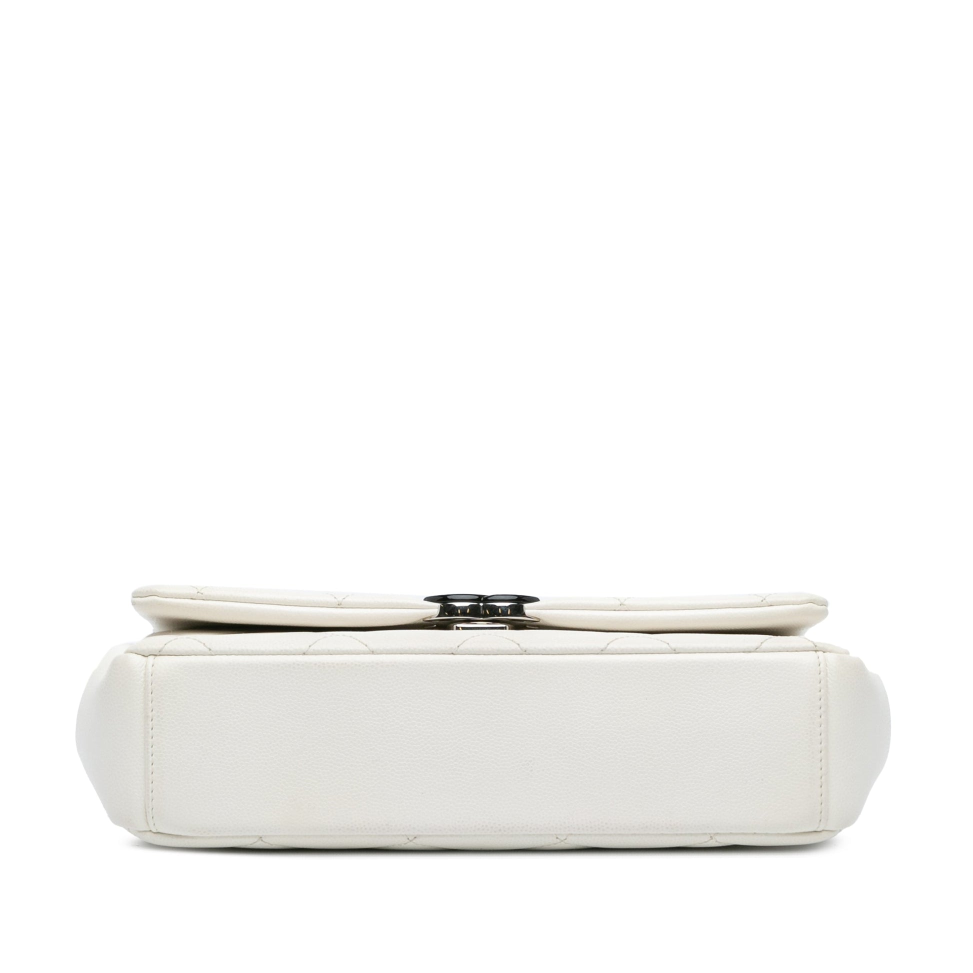 White Chanel Medium Quilted Caviar My Everything Flap Crossbody Bag