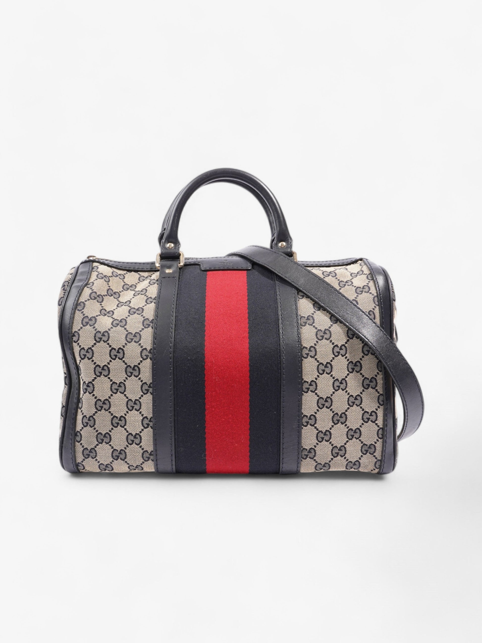 Gucci Boston Bag Supreme Navy Medium Canvas Blue Shoulder Bag