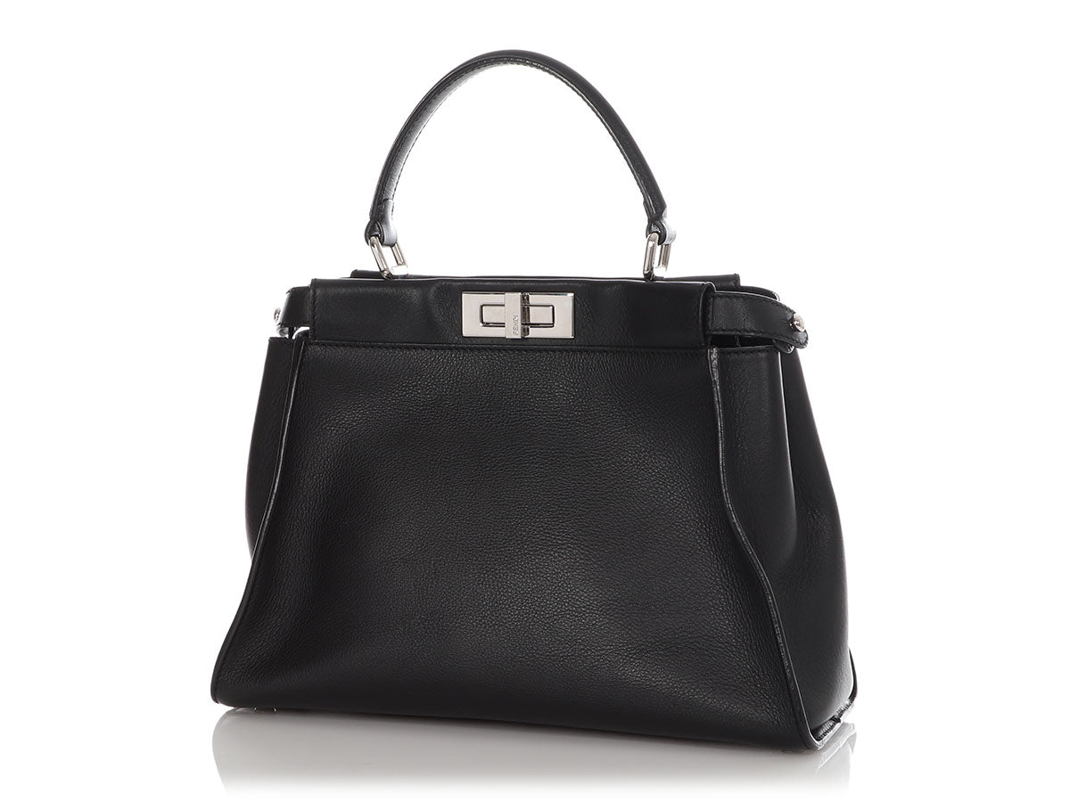 Fendi Monster Peekaboo Shoulder Bag Python Black Medium