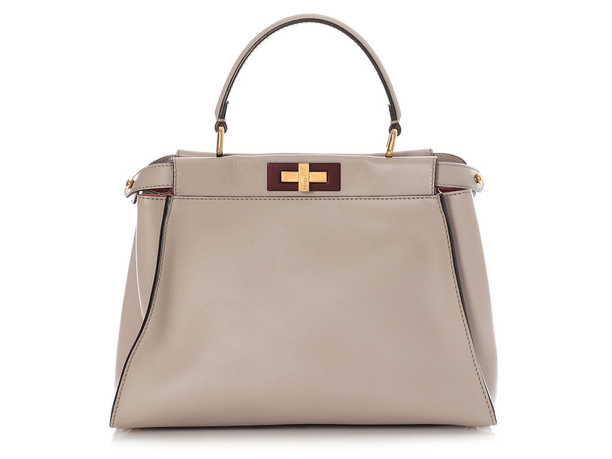 Fendi Grigio Polvere And Bois De Rose Peekaboo Shoulder Medium Shoulder Bag