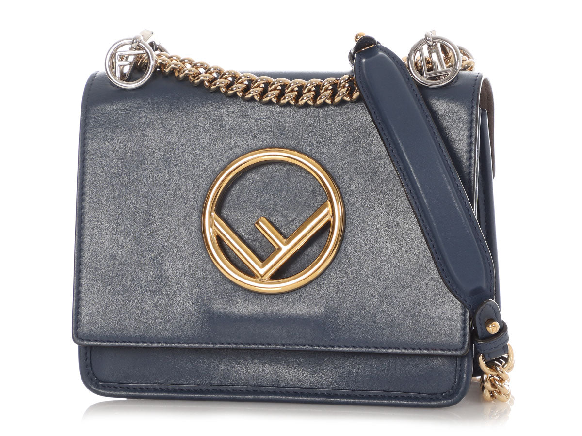 Fendi Kan Shoulder Bag Blue Small Chain