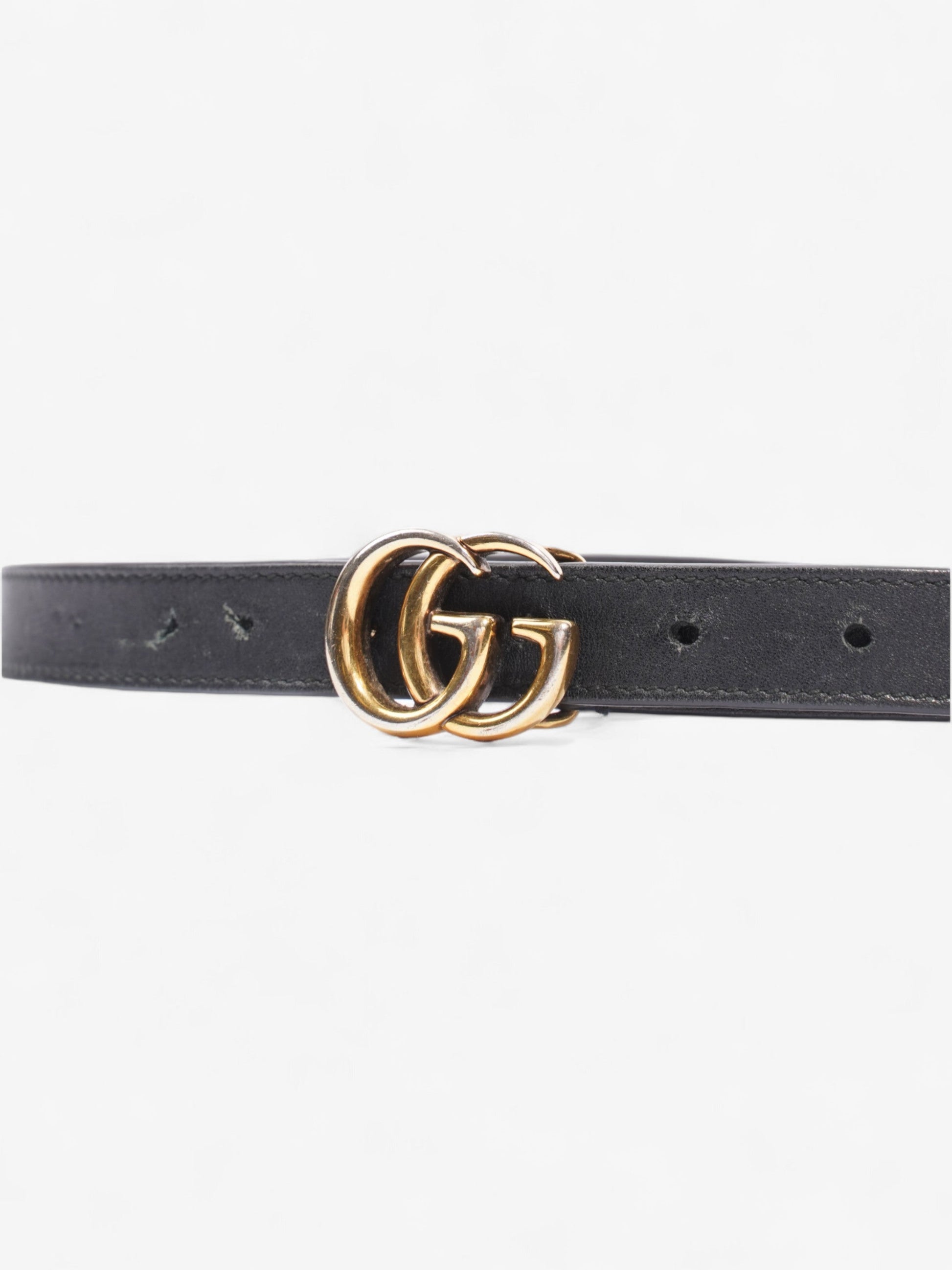 Gucci Marmont Thin Belt Handbag Leather Black Accessory 70Cm 28