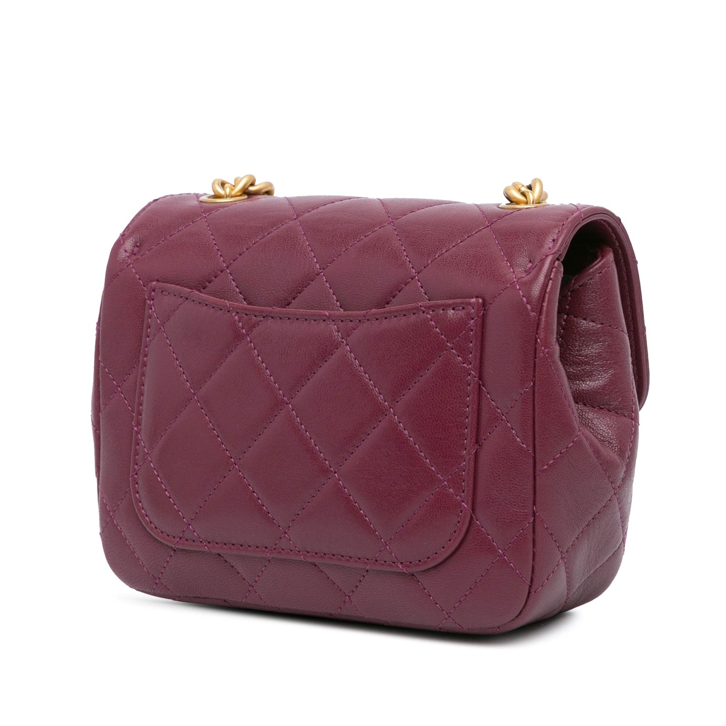 Purple Chanel Mini Quilted Lambskin Single Flap Crossbody Bag