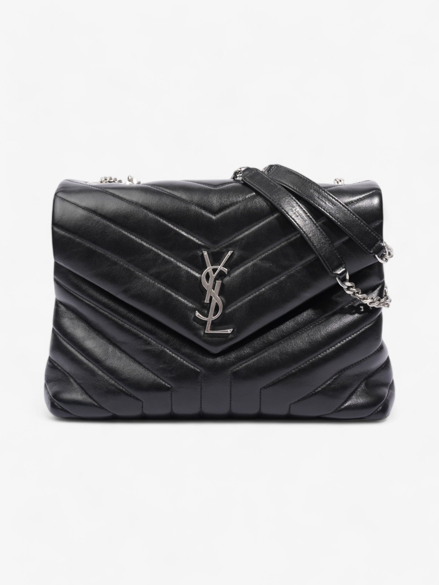 YSL Saint Laurent Lou Lou Calfskin Shoulder Bag Leather Black Medium