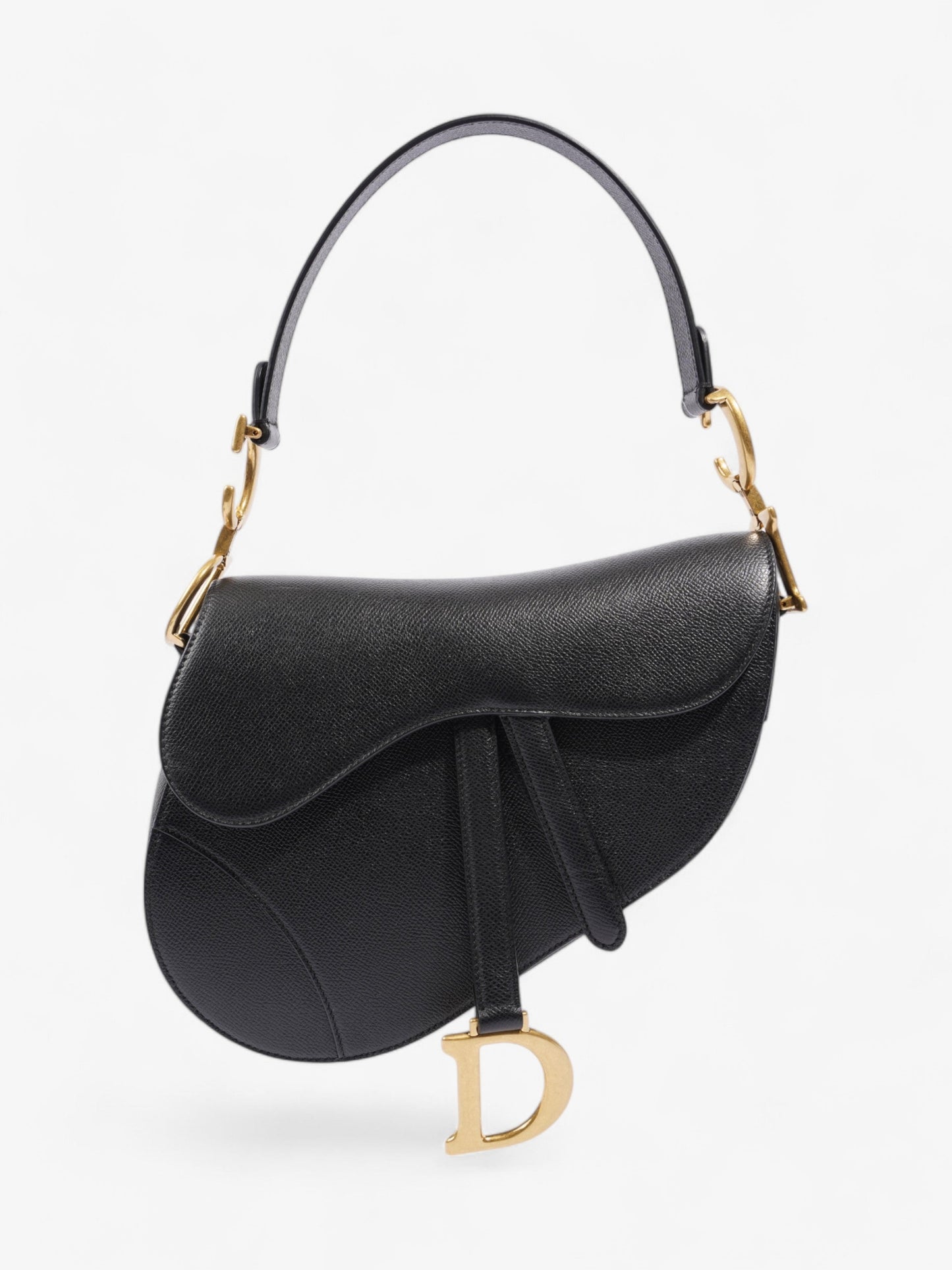 Dior Christian Saddle Bag Calfskin Leather Black Shoulder Bag