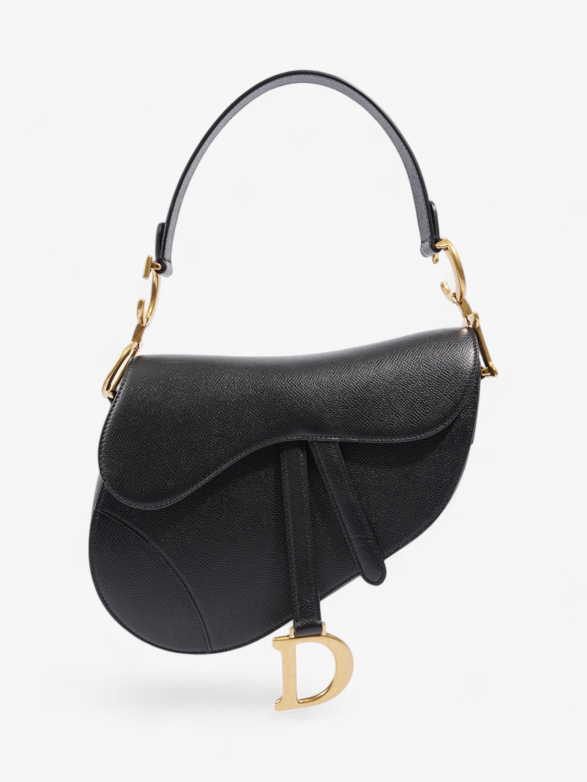 Dior Christian Saddle Bag Calfskin Leather Black Shoulder Bag