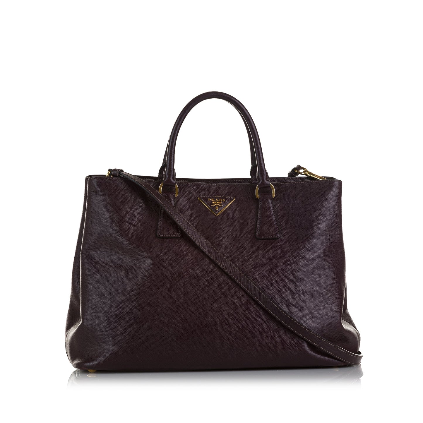 Prada Cuir Twin Handbag Saffiano Brown Travel Bag