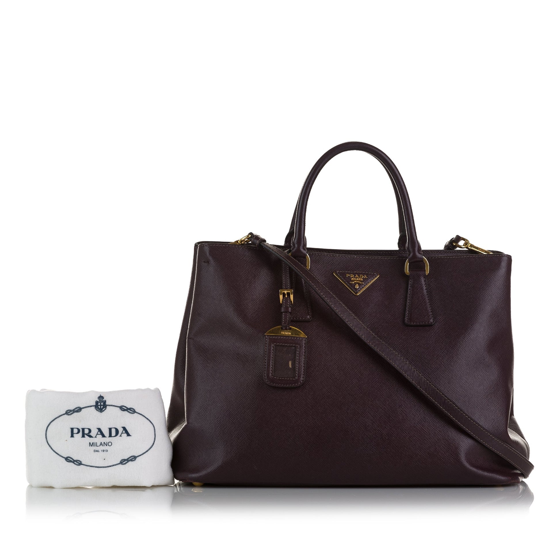 Prada Cuir Twin Handbag Saffiano Brown Travel Bag