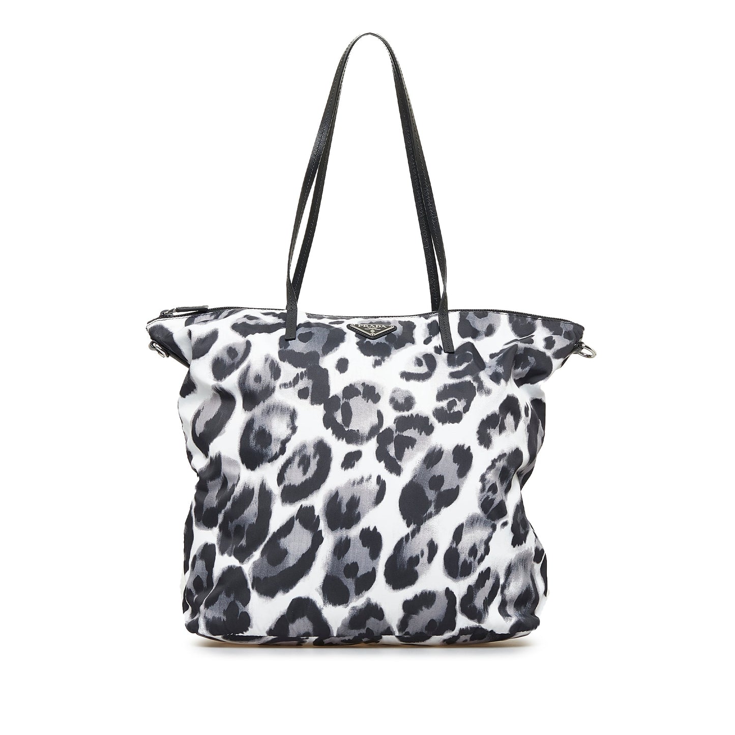 Prada Tessuto Shopper Printed Tote Bag Canvas Nylon Black
